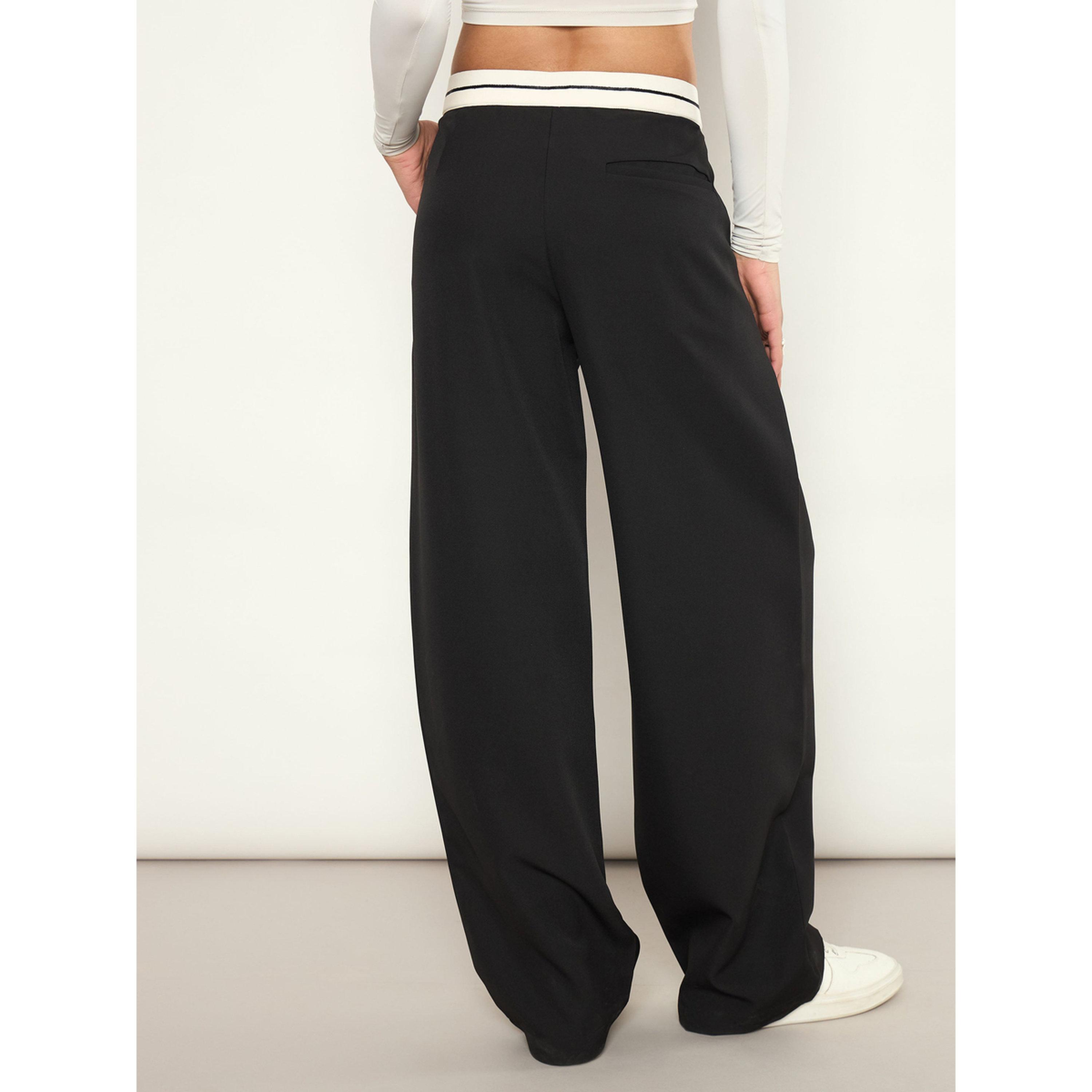 Sassafras X Styli Black Front Pleated Wide Leg Korean Pants-women-clothing-joggers-image-5