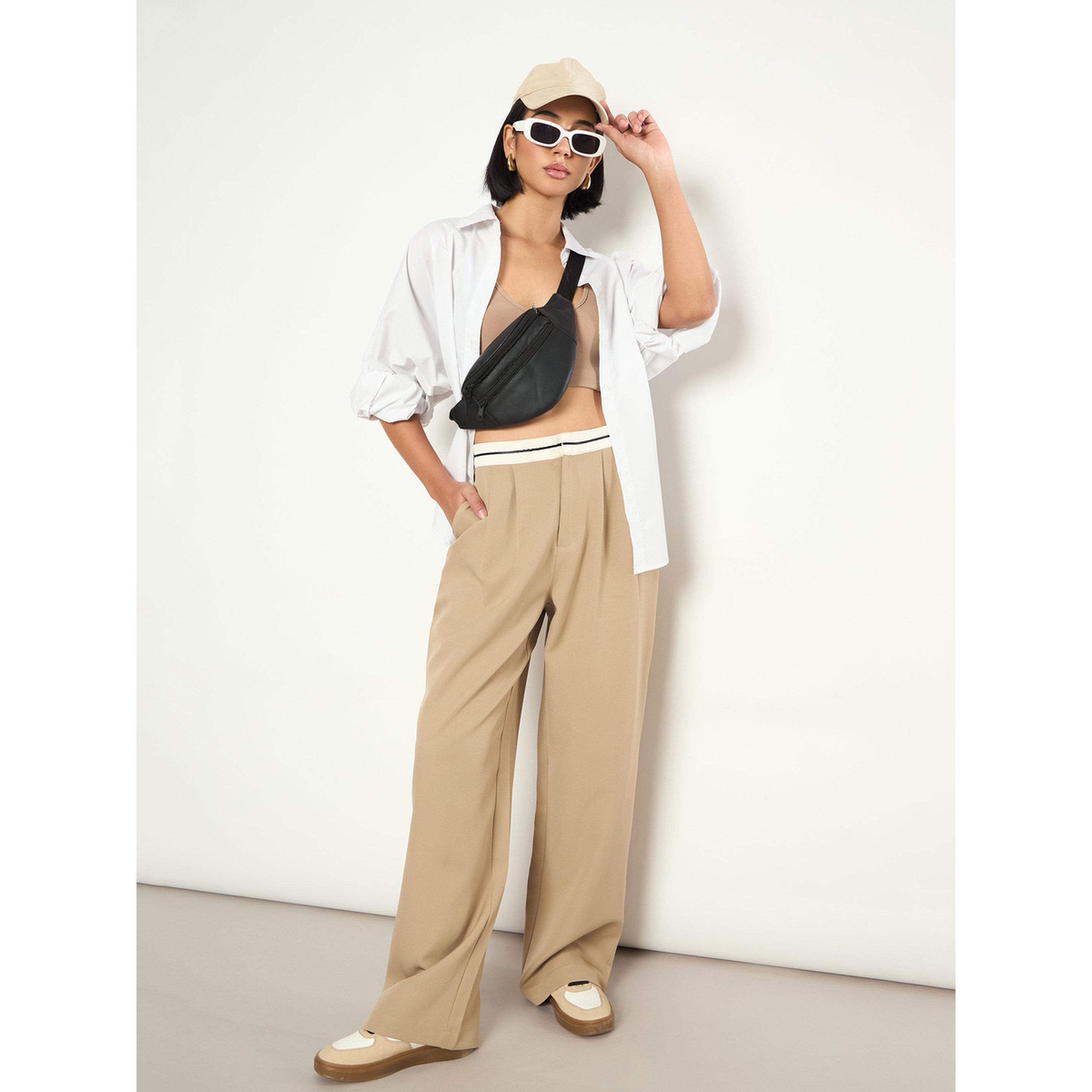 بنطال كوري بأرجل واسعة وثنيات من الأمام-women-clothing-joggers-image-2