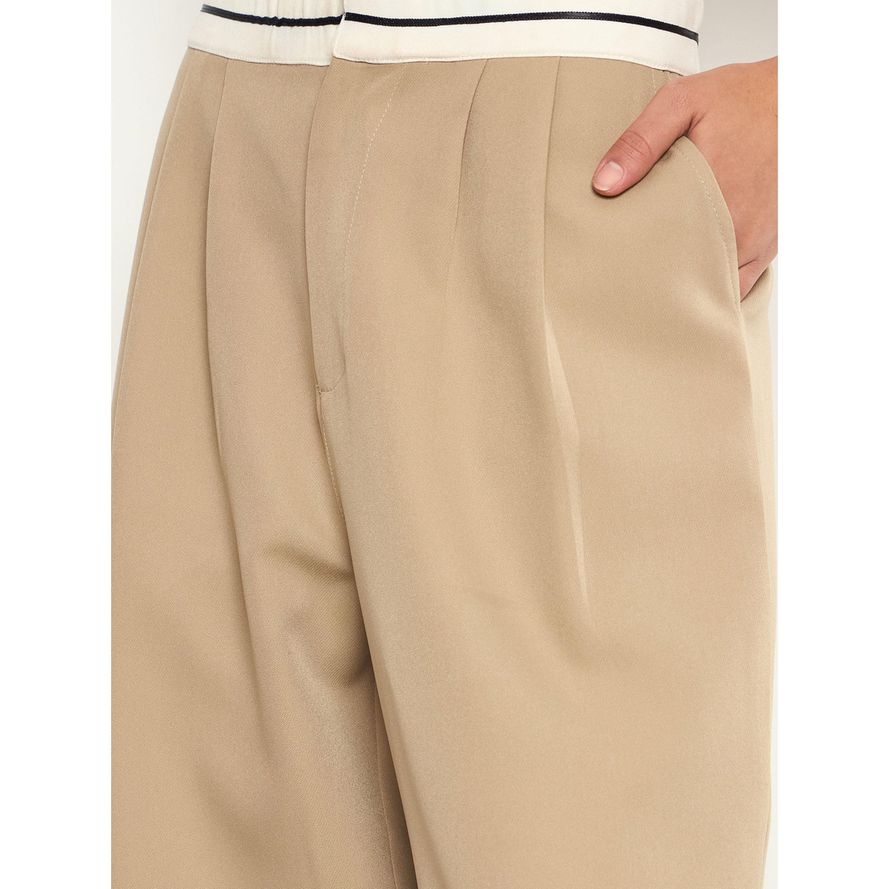 بنطال كوري بأرجل واسعة وثنيات من الأمام-women-clothing-joggers-image-4