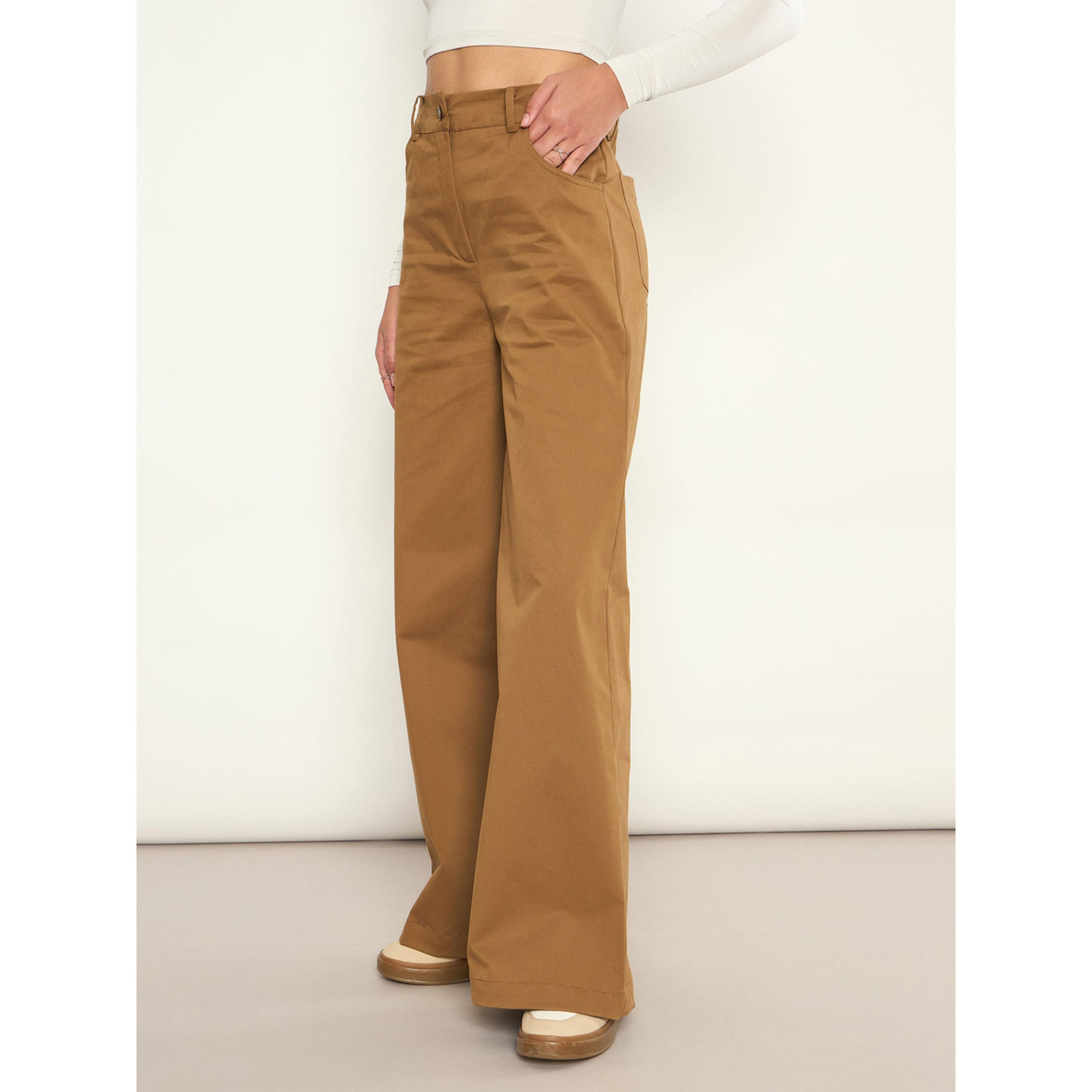 بنطال قطن تويل بأرجل واسعة-women-clothing-trousers-image-3