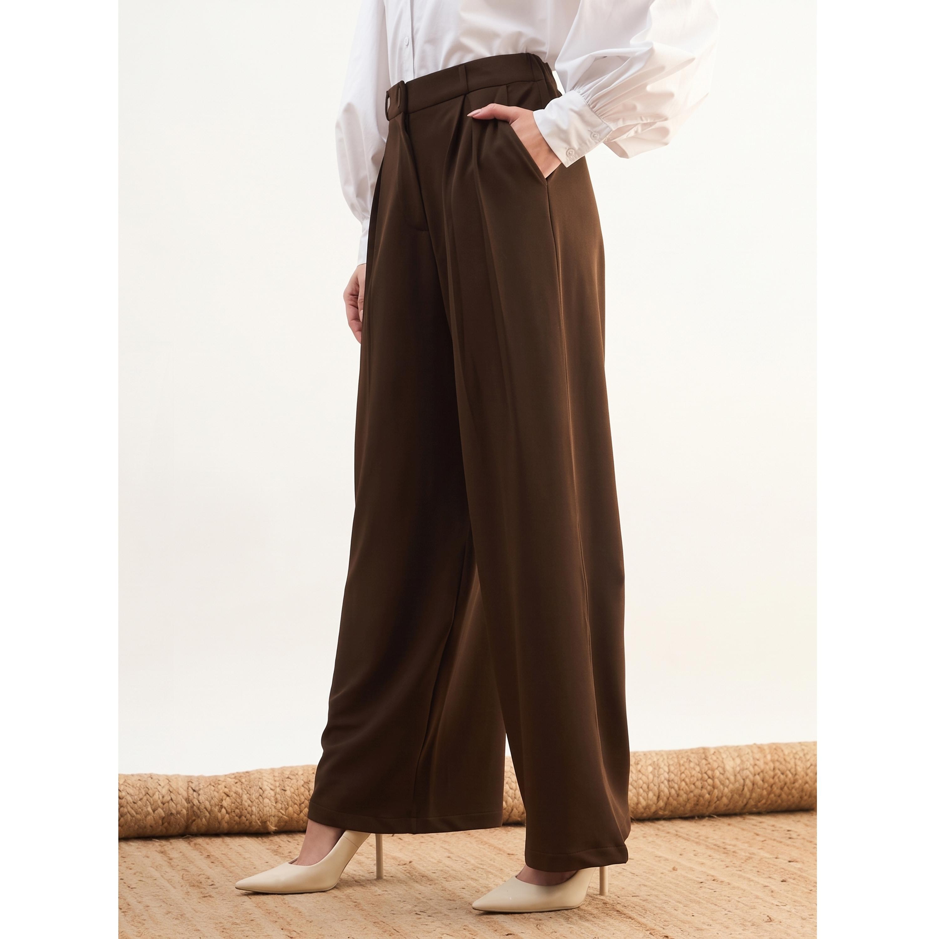 SASSAFRAS worklyf Brown Wide-Leg Trousers-women-clothing-joggers-image-3