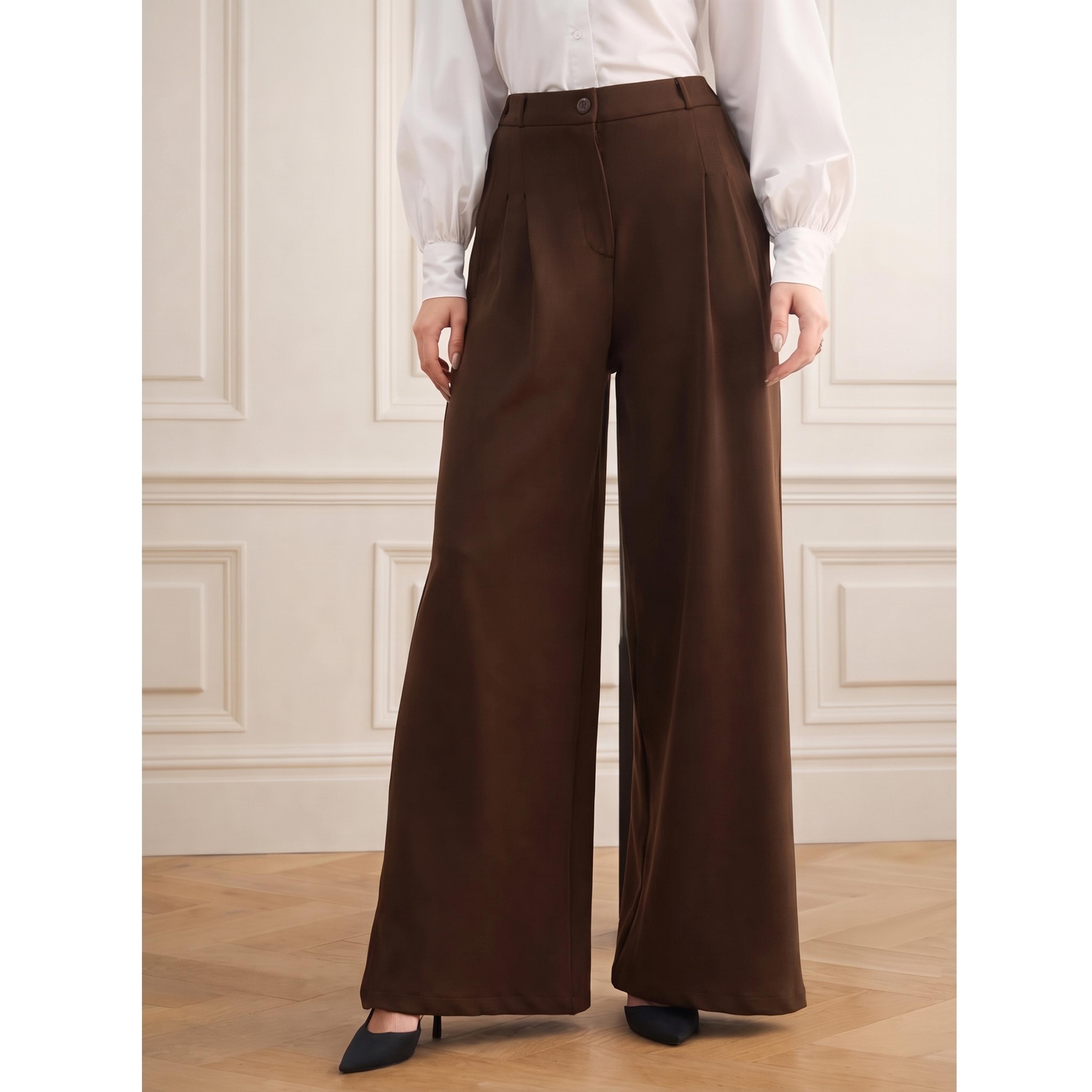 SASSAFRAS worklyf Brown Wide-Leg Trousers-women-clothing-joggers-image-1