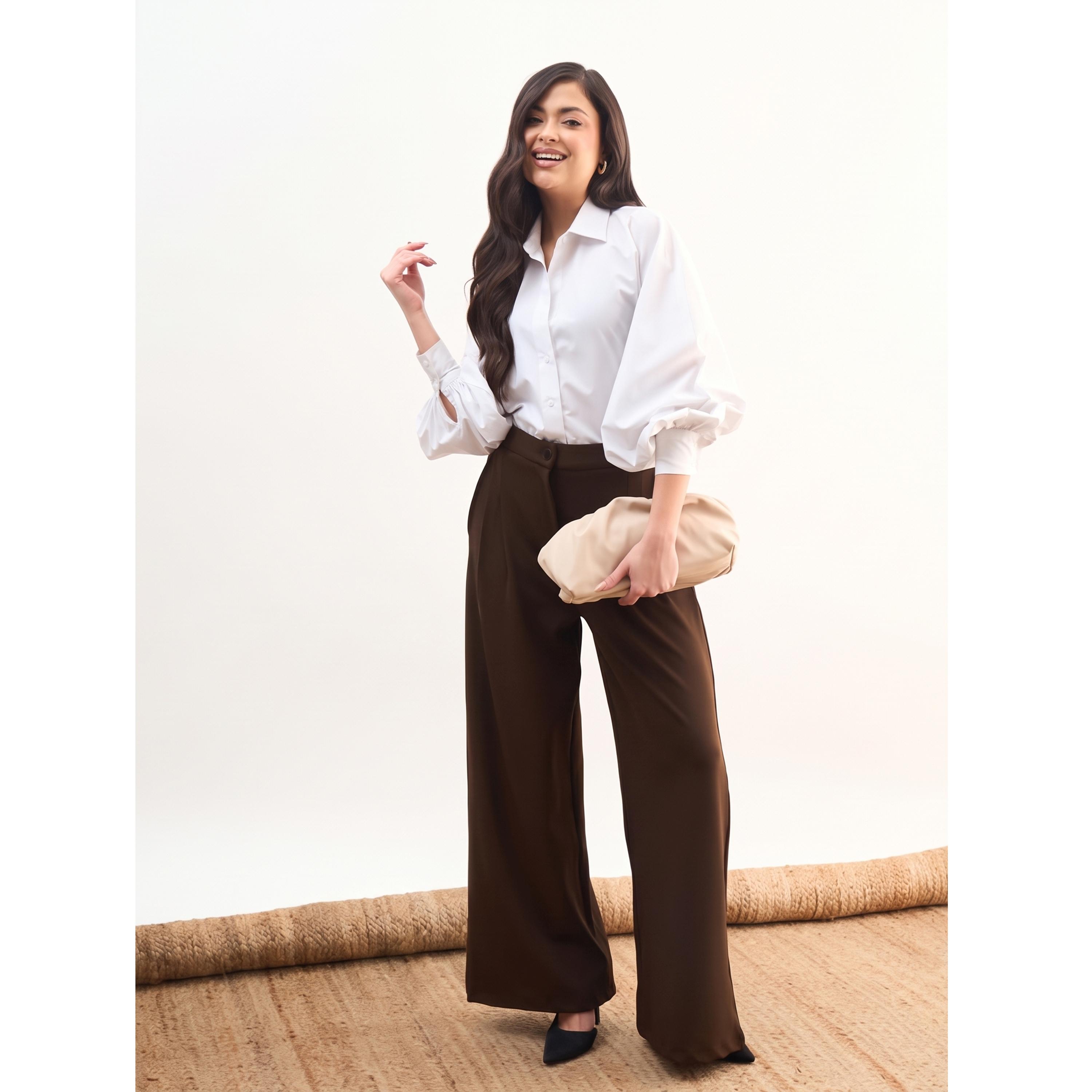 SASSAFRAS worklyf Brown Wide-Leg Trousers-women-clothing-joggers-image-2