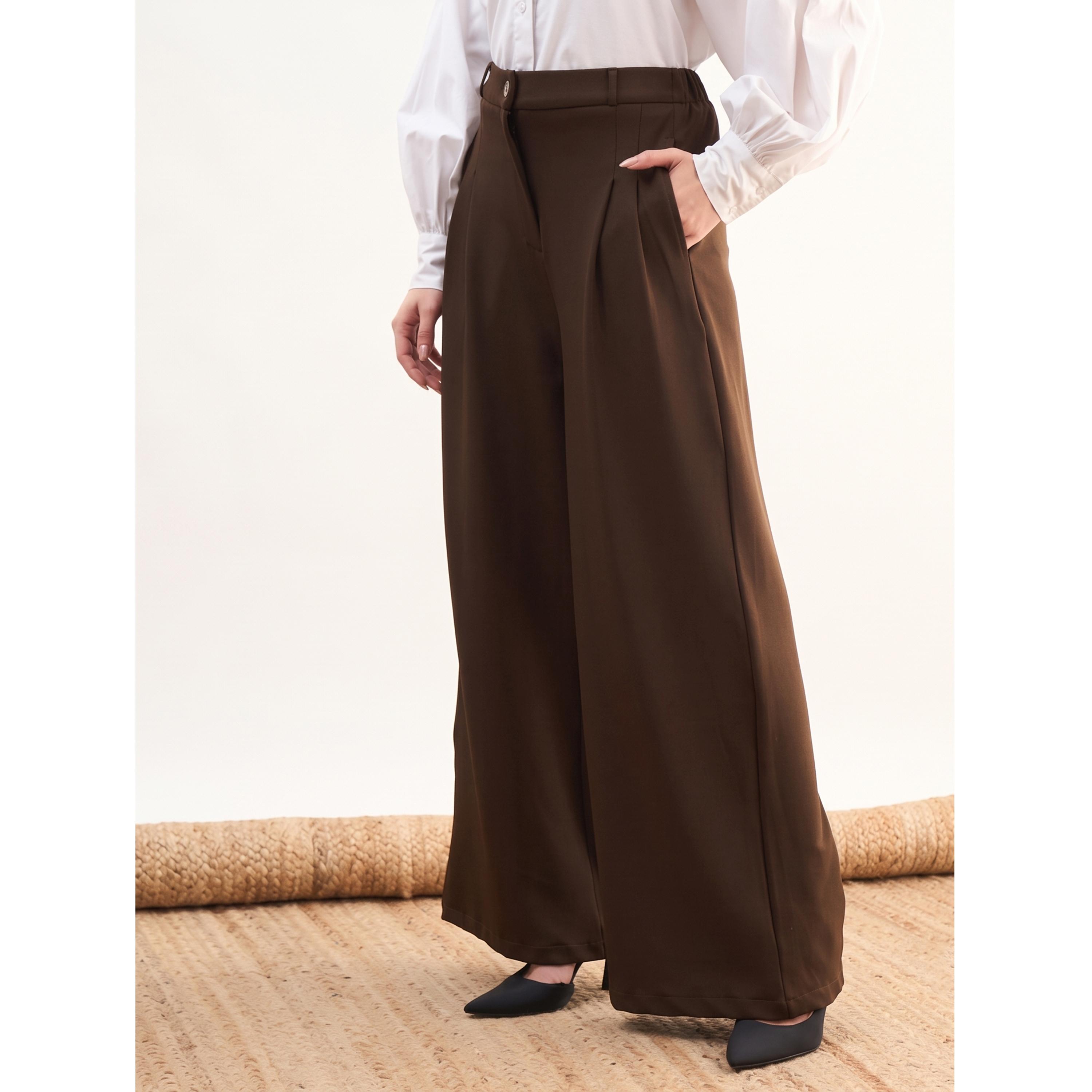 SASSAFRAS worklyf Brown Wide-Leg Trousers-women-clothing-joggers-image-3