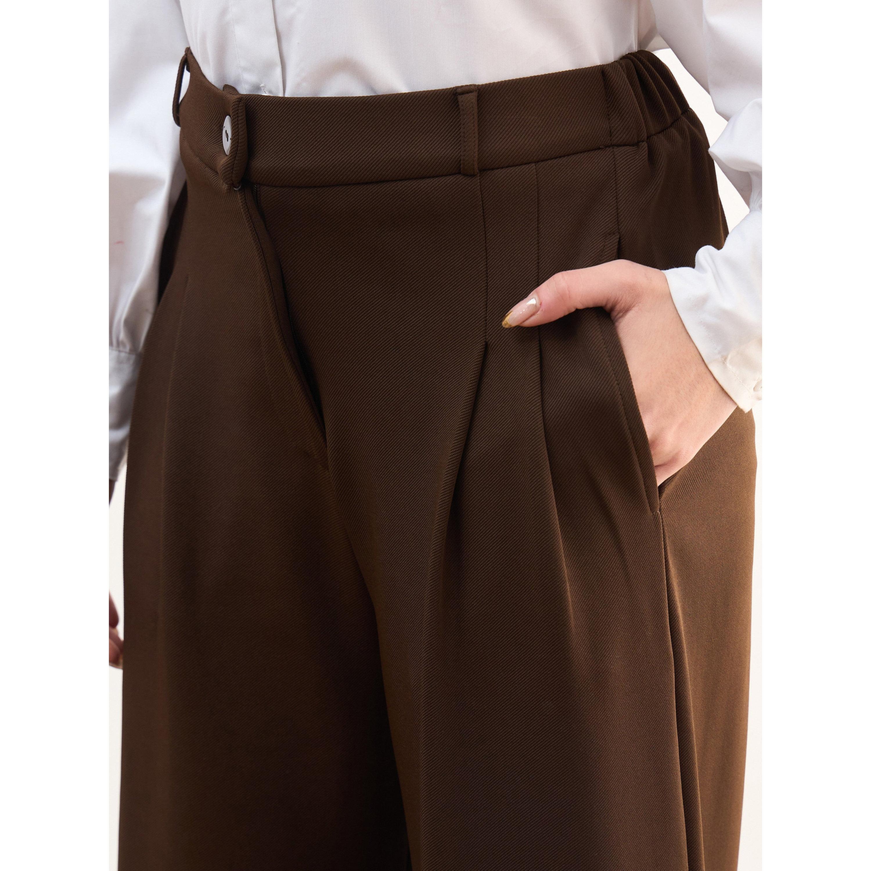 SASSAFRAS worklyf Brown Wide-Leg Trousers-women-clothing-joggers-image-4