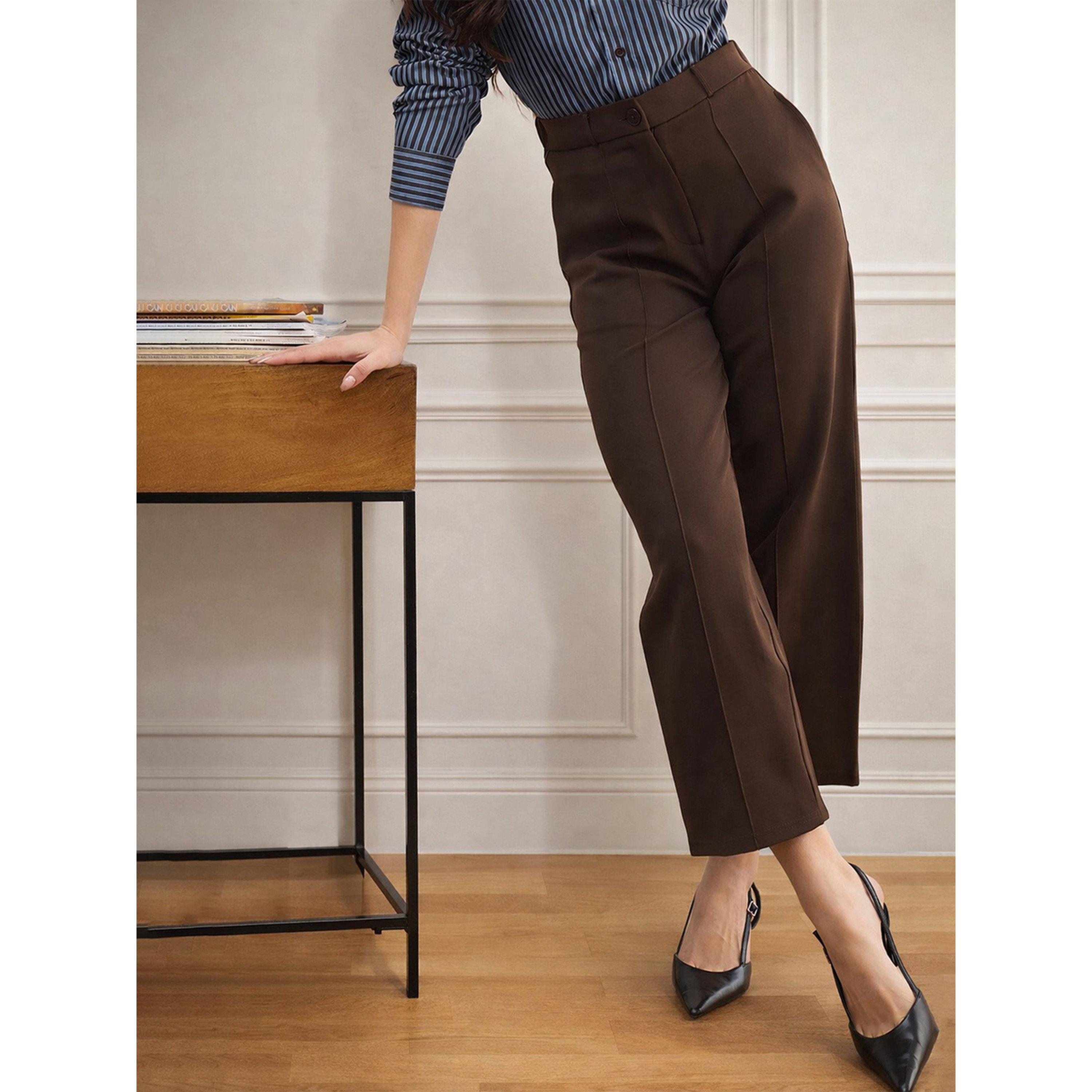 SASSAFRAS worklyf Brown Tailored Trousers-women-clothing-joggers-image-1