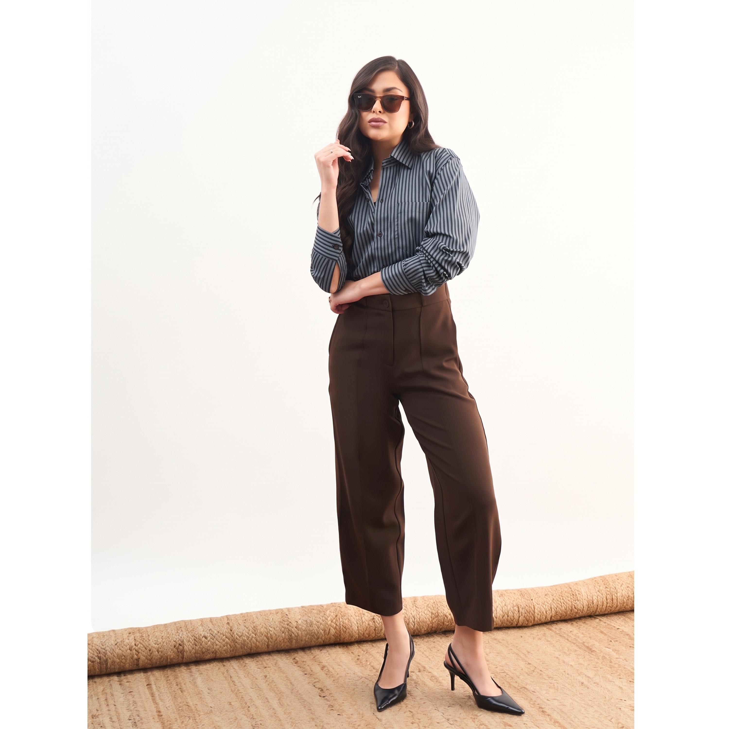 SASSAFRAS worklyf Brown Tailored Trousers-women-clothing-joggers-image-2