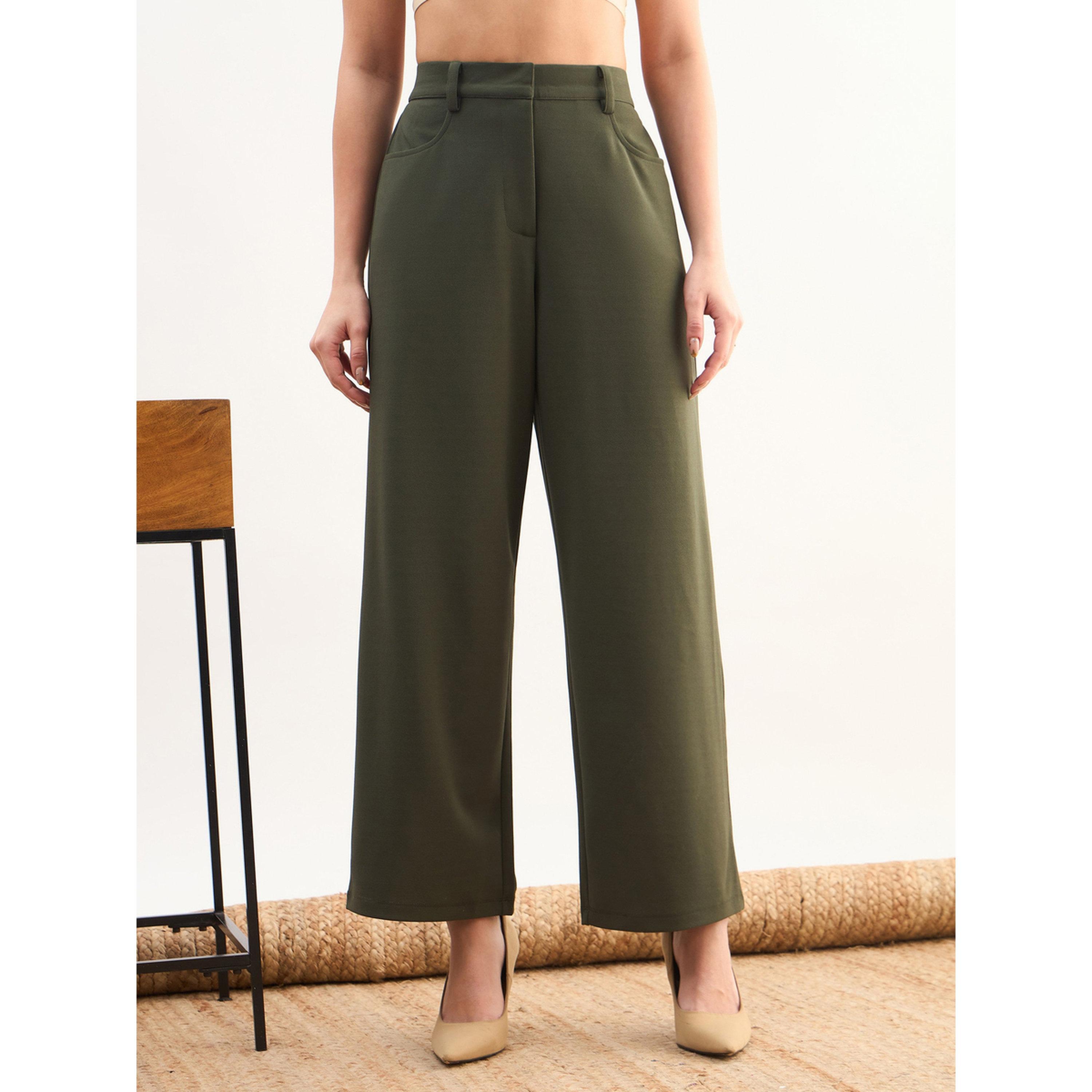SASSAFRAS worklyf Olive Sleeveless Button Top and Straight Trousers Co-ord Set-women-clothing-coordsets-image-6