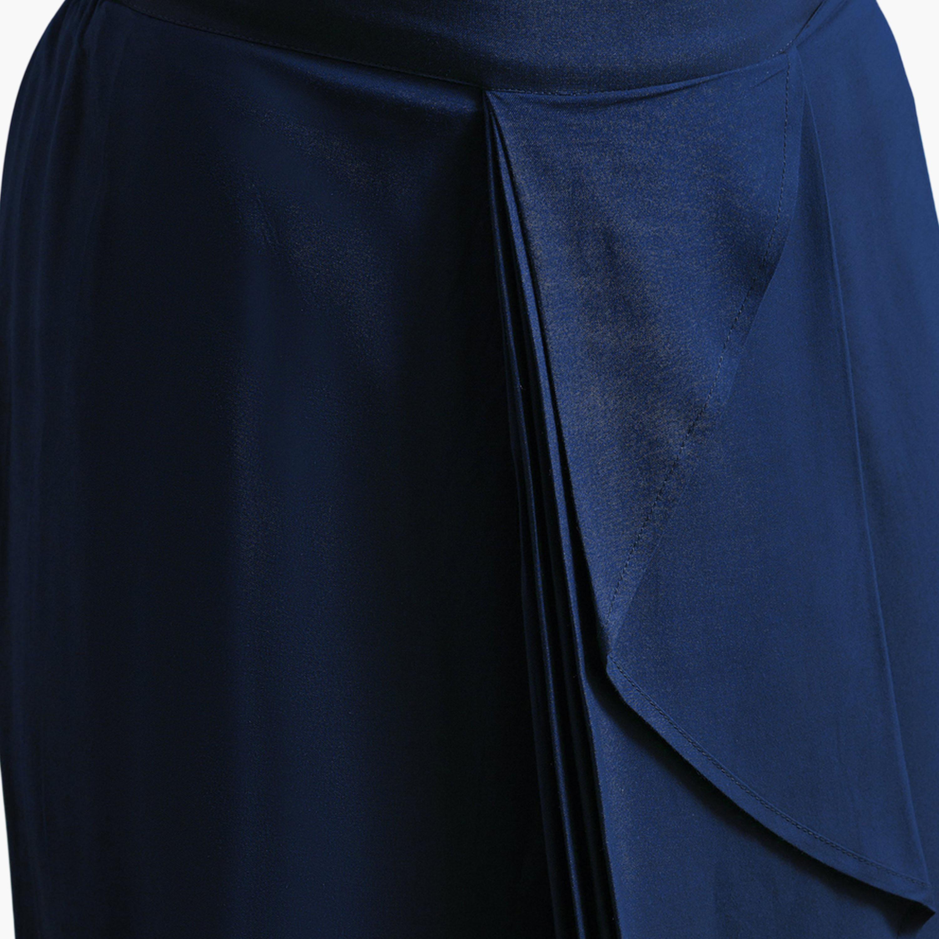 Shae by SASSAFRAS X Styli Navy Blue Peplum Top and Skirt Set-women-clothing-coordsets-image-5
