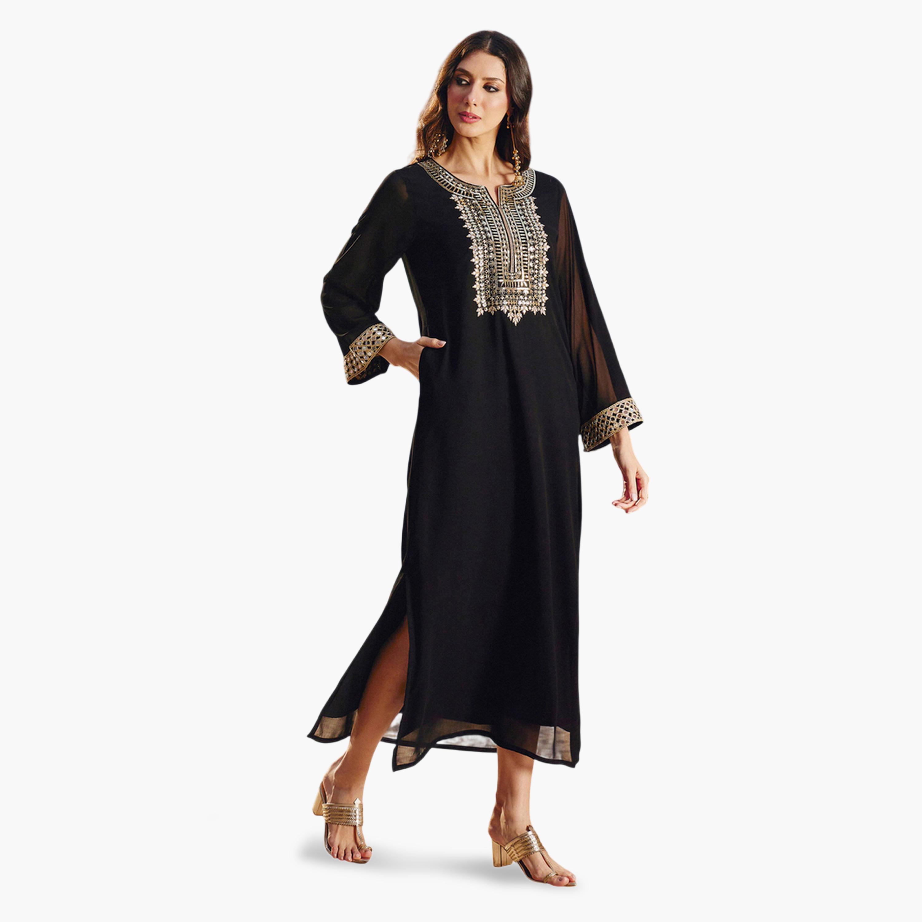 فستان عباية بياقة مطرزة-women-clothing-dresses-image-2