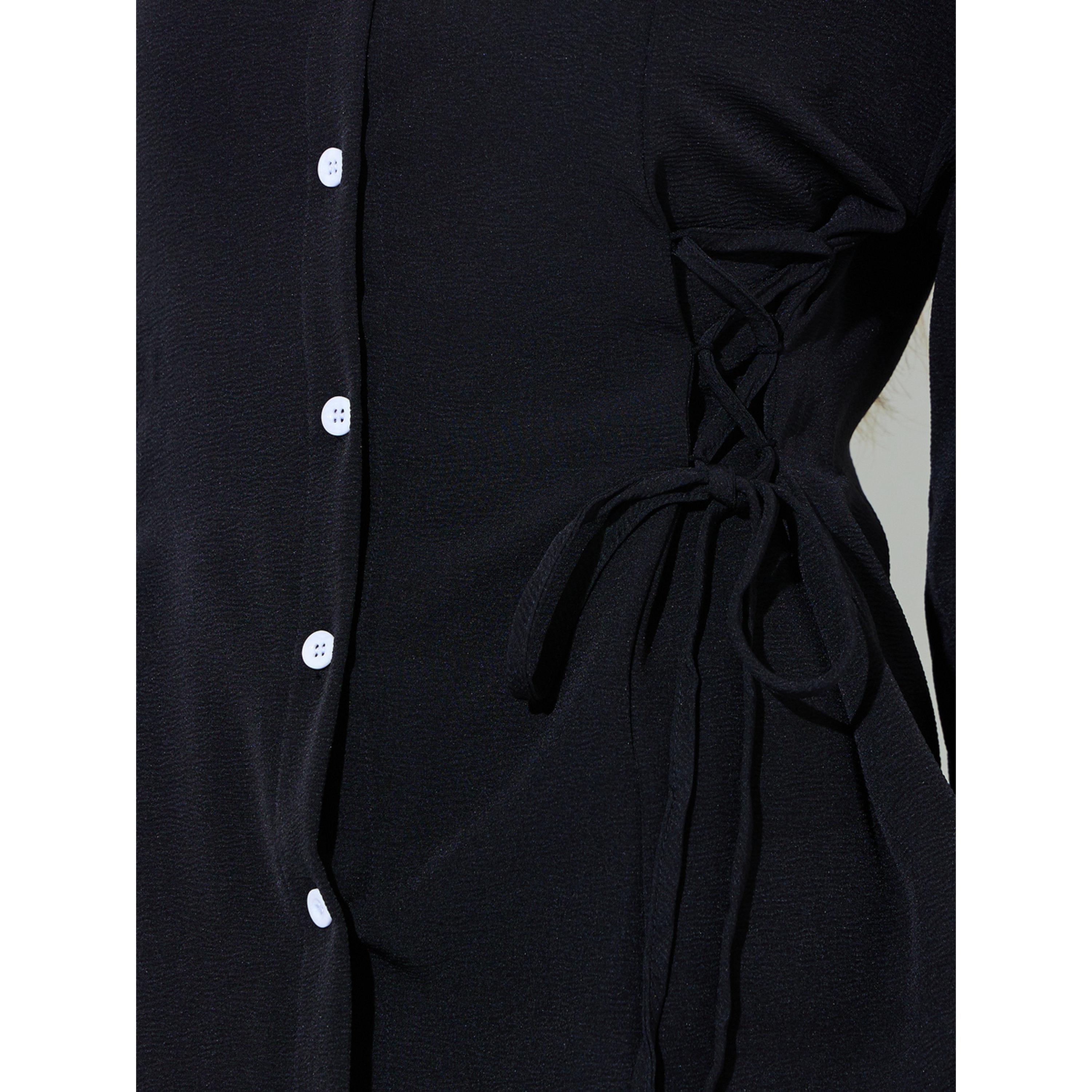 Styli Black Solid Long Sleeves Shirt and Pants Co-Ords-women-clothing-coordsets-image-6