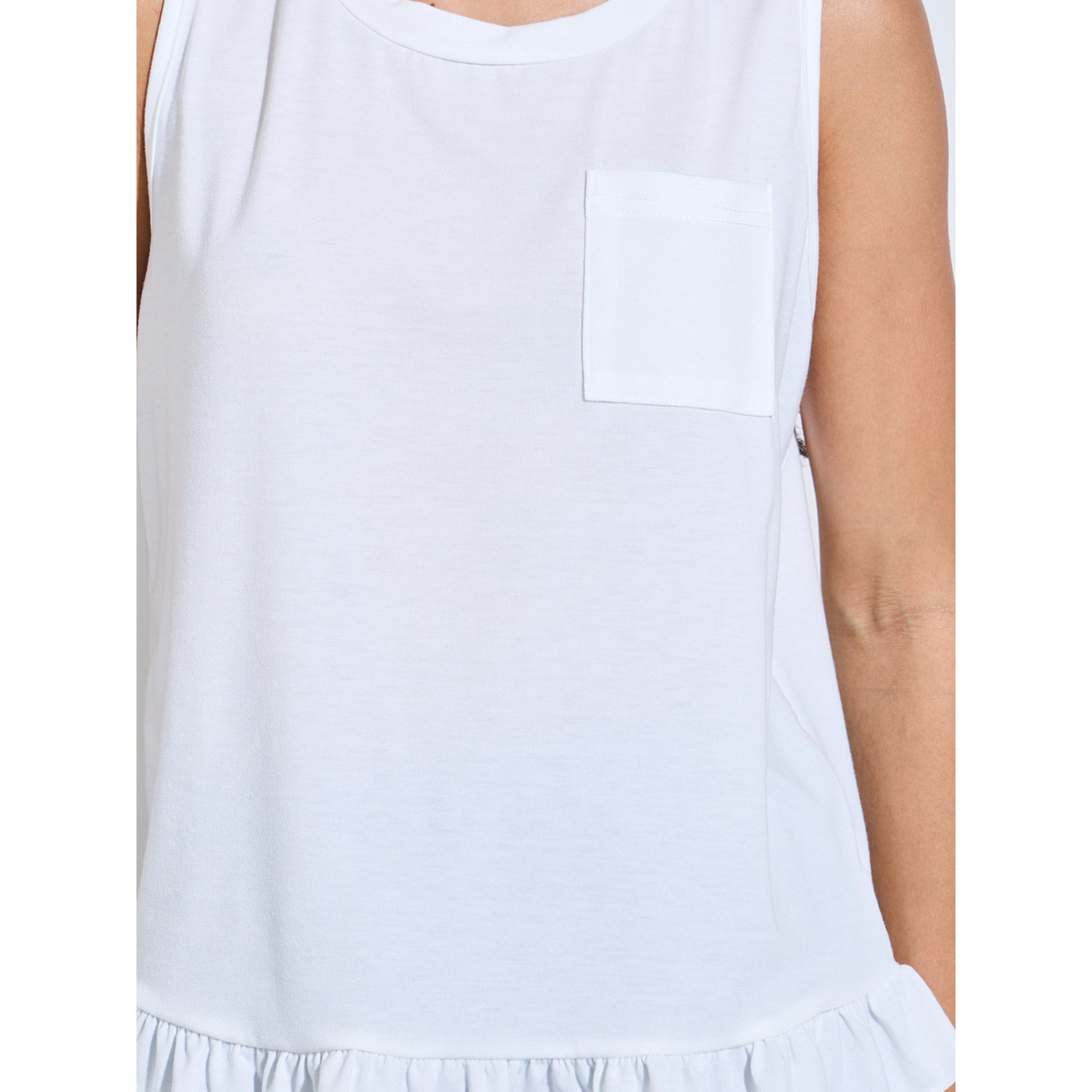 طقم بيجاما من بنطال بقصة مستقيمة مطبوع وبلوزة تانك بحافة بكشكشة سادة-women-clothing-nightwear-pyjamas-longsets-image-5
