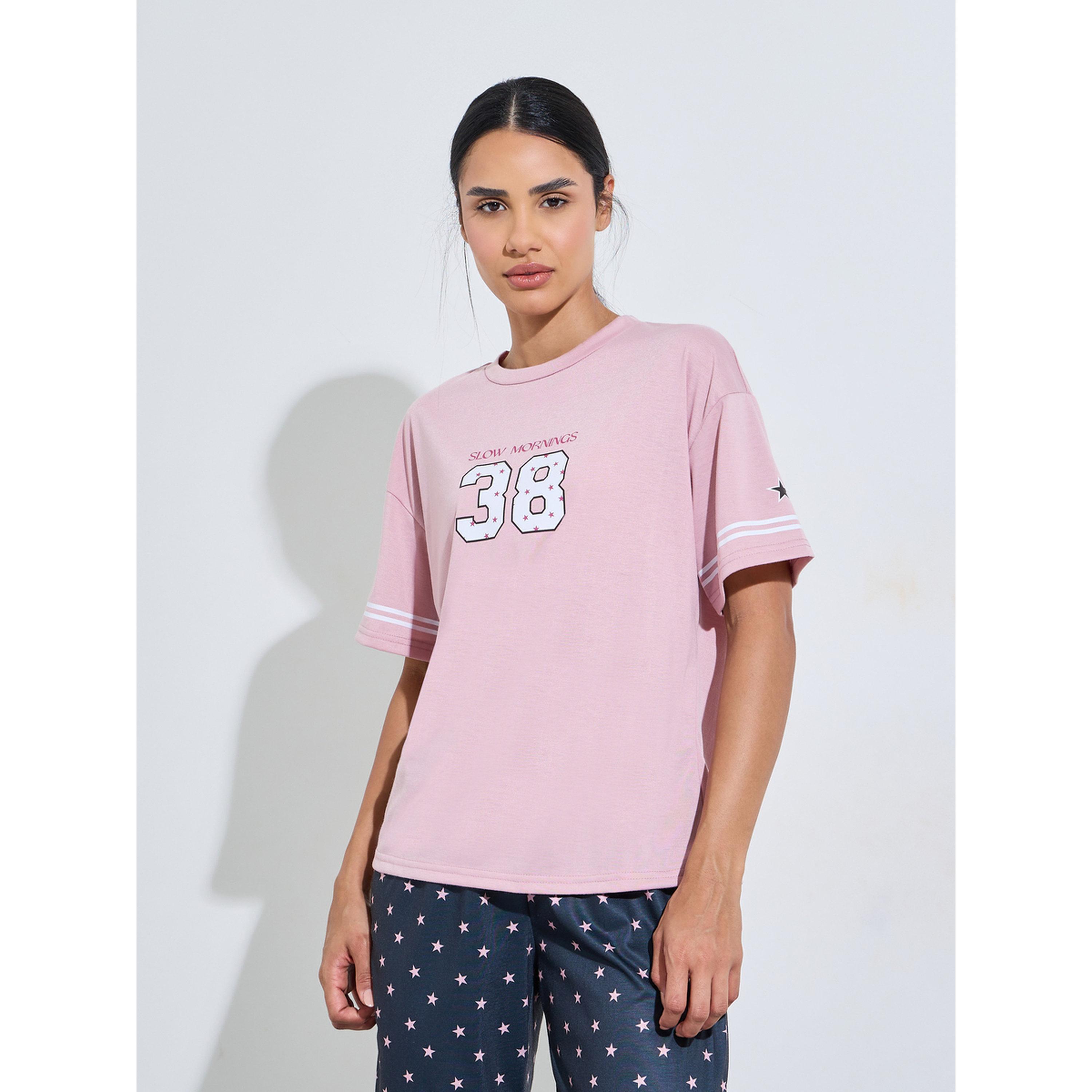 Styli Multi-Color Printed T-Shirt and All Over Star Print Pants Pyjama Set-women-clothing-nightwear-pyjamas-longsets-image-2