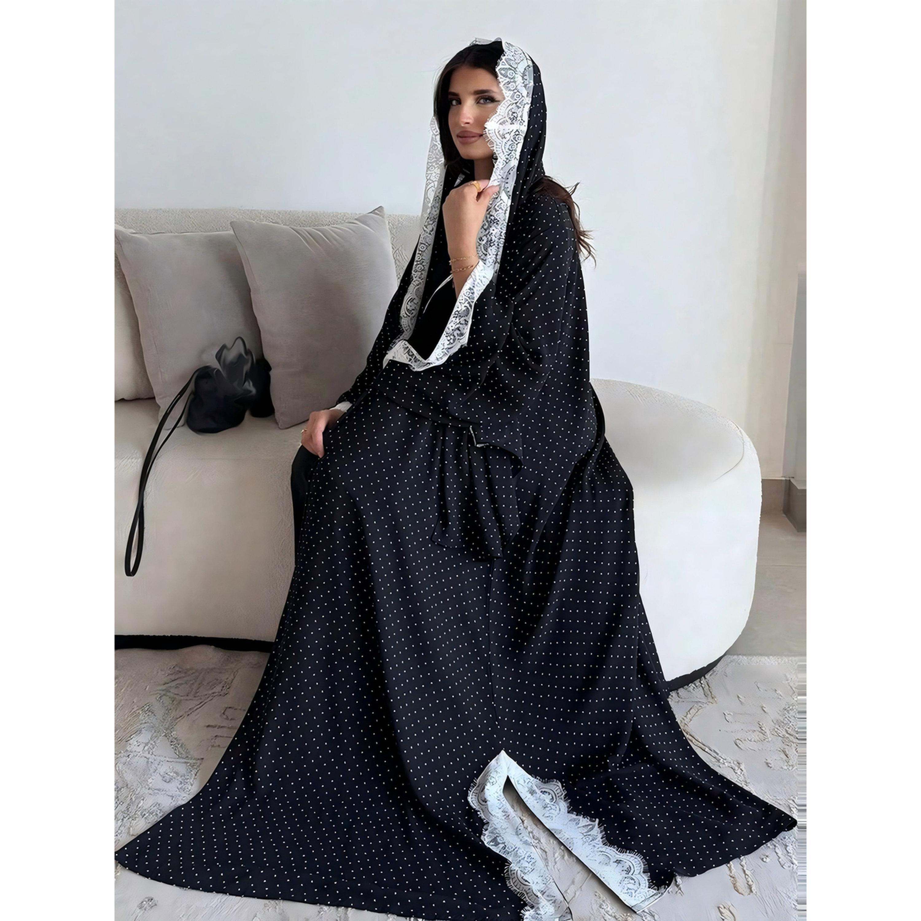 عباية بحافة دانتيل وطبعة منقطة-women-arabicclothing-abayas-image-5