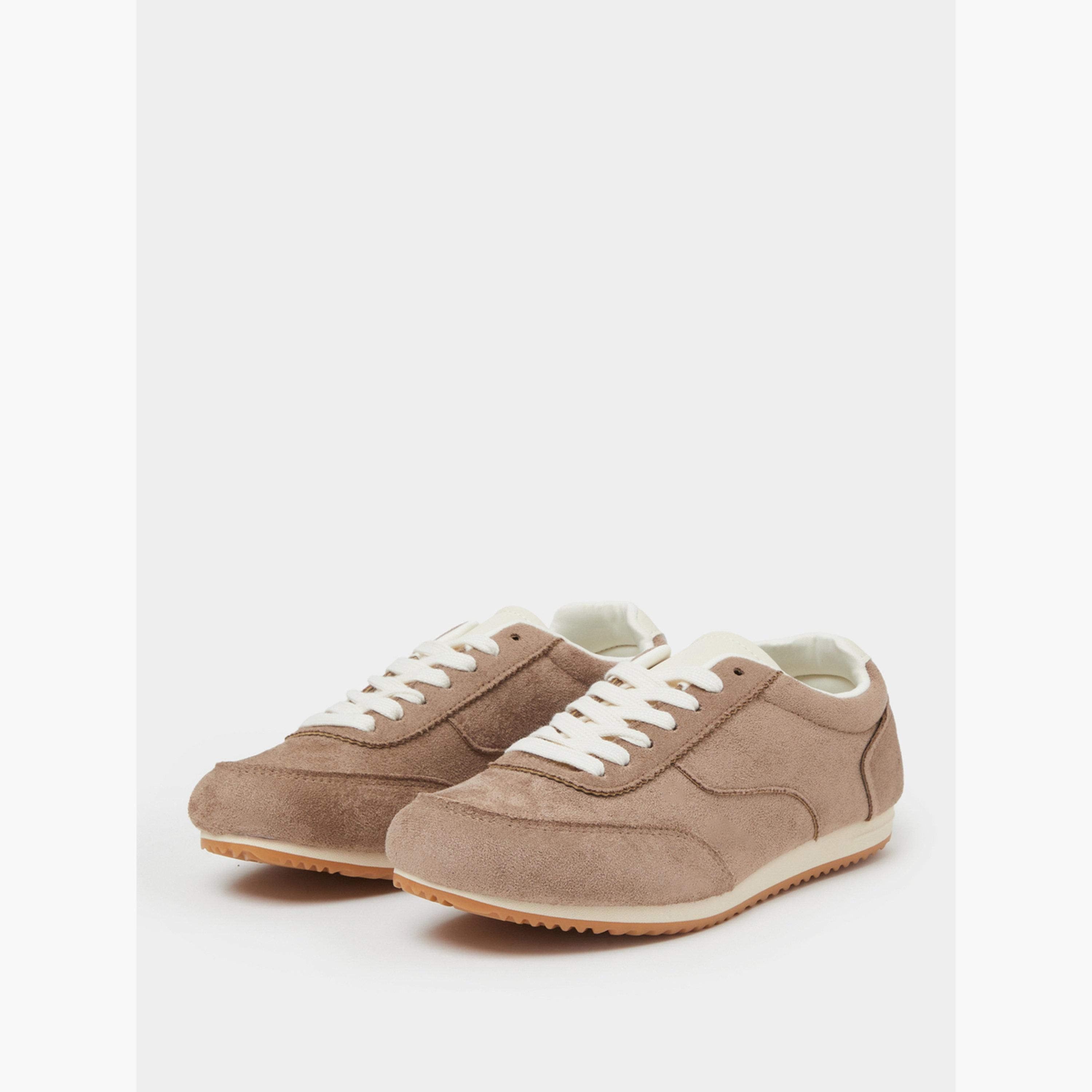 ستايلي - حذاء رياضي برباط من الجلد المدبوغ البيج-women-shoes-sneakers-image-1