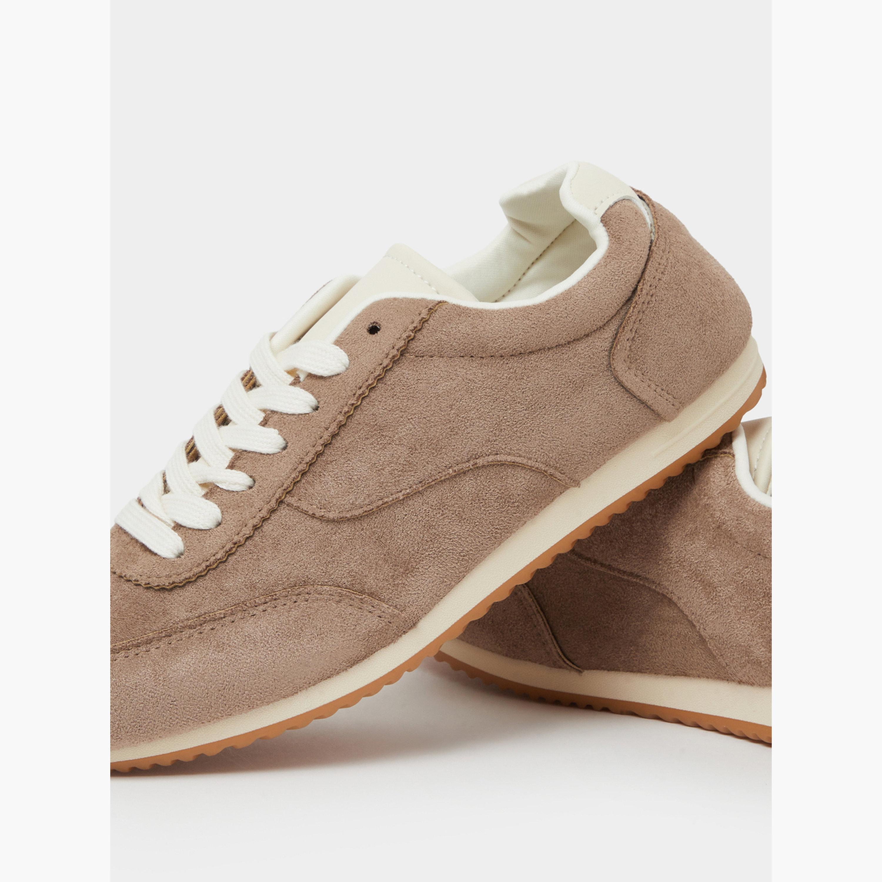 ستايلي - حذاء رياضي برباط من الجلد المدبوغ البيج-women-shoes-sneakers-image-4