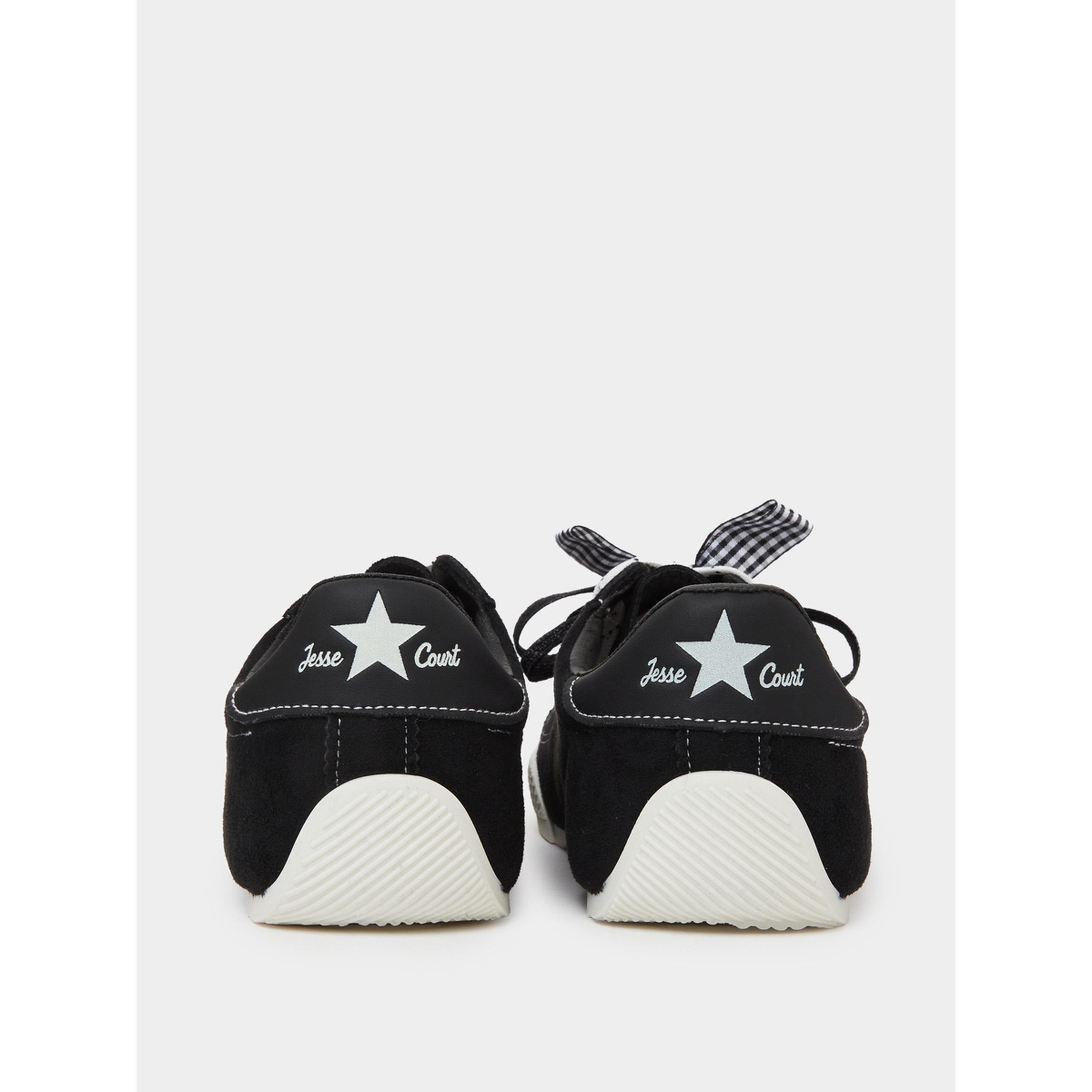 حذاء سنيكرز قماش برباط وتفاصيل فيونكة باللون الأسود-women-shoes-sneakers-image-6