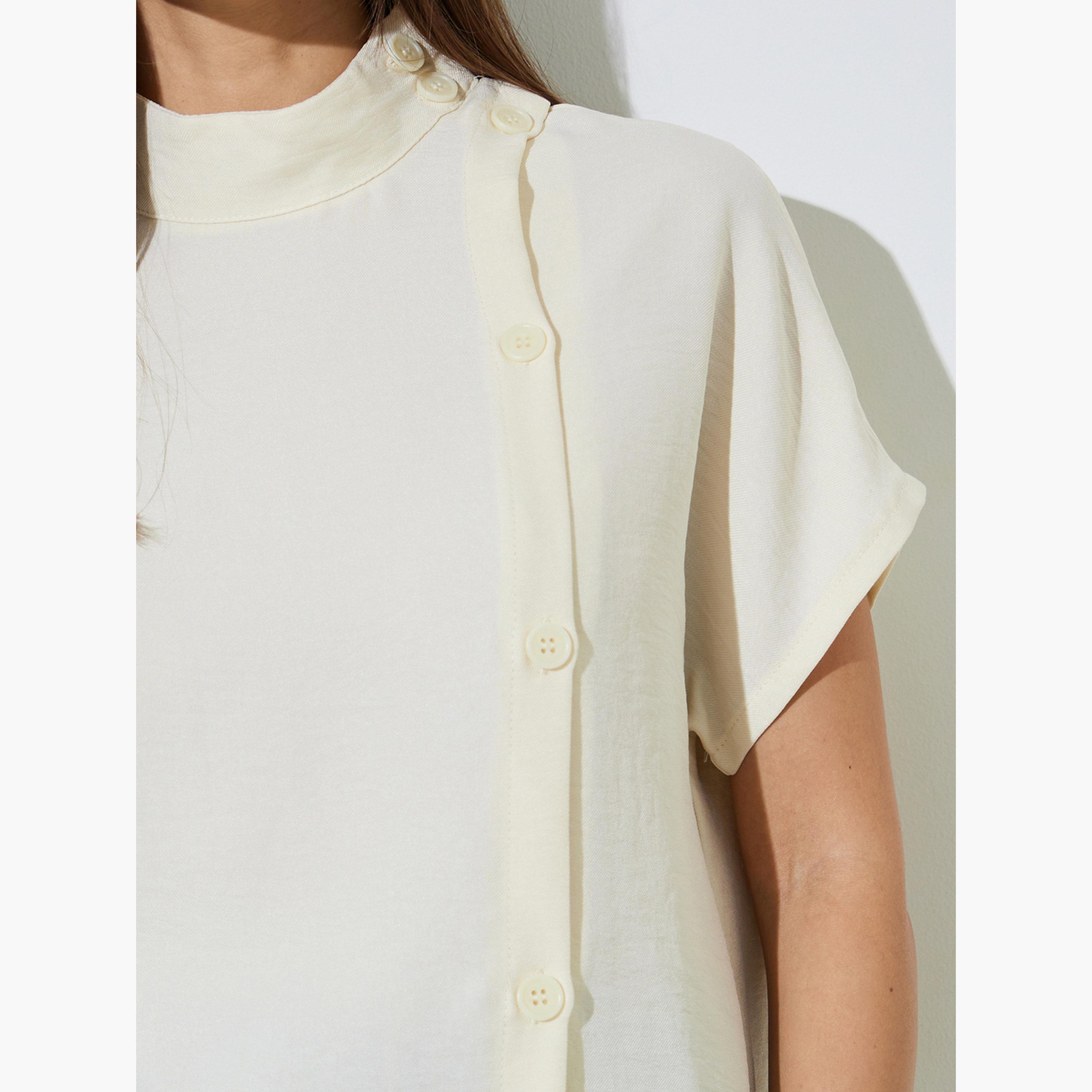 بلوزة بأكمام قصيرة وياقة شبه عالية-women-clothing-shirtsandblouses-blouses-image-5