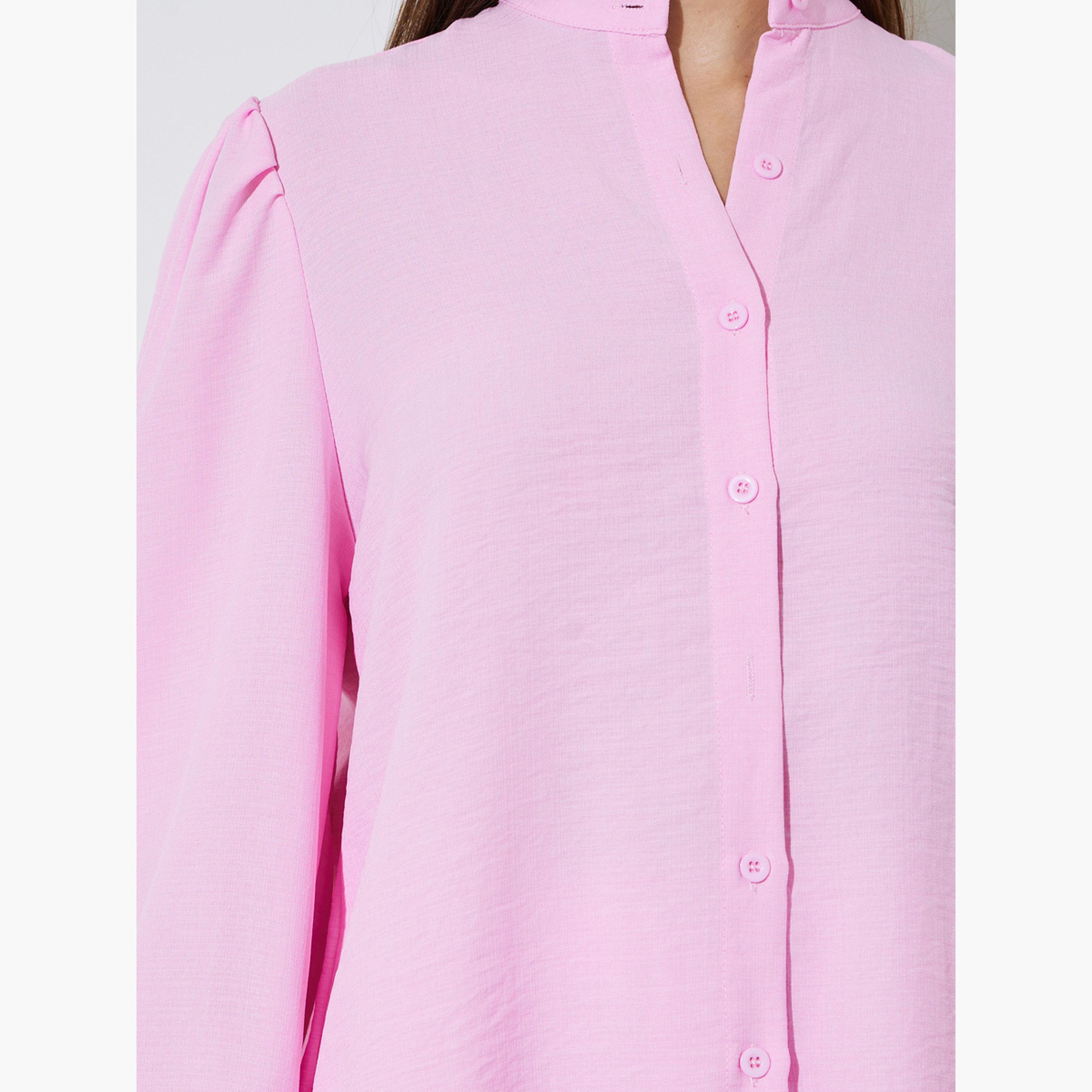 Styli Pink Longline Shirt and Wide Leg Pants Co-Ord Set-women-clothing-coordsets-image-5