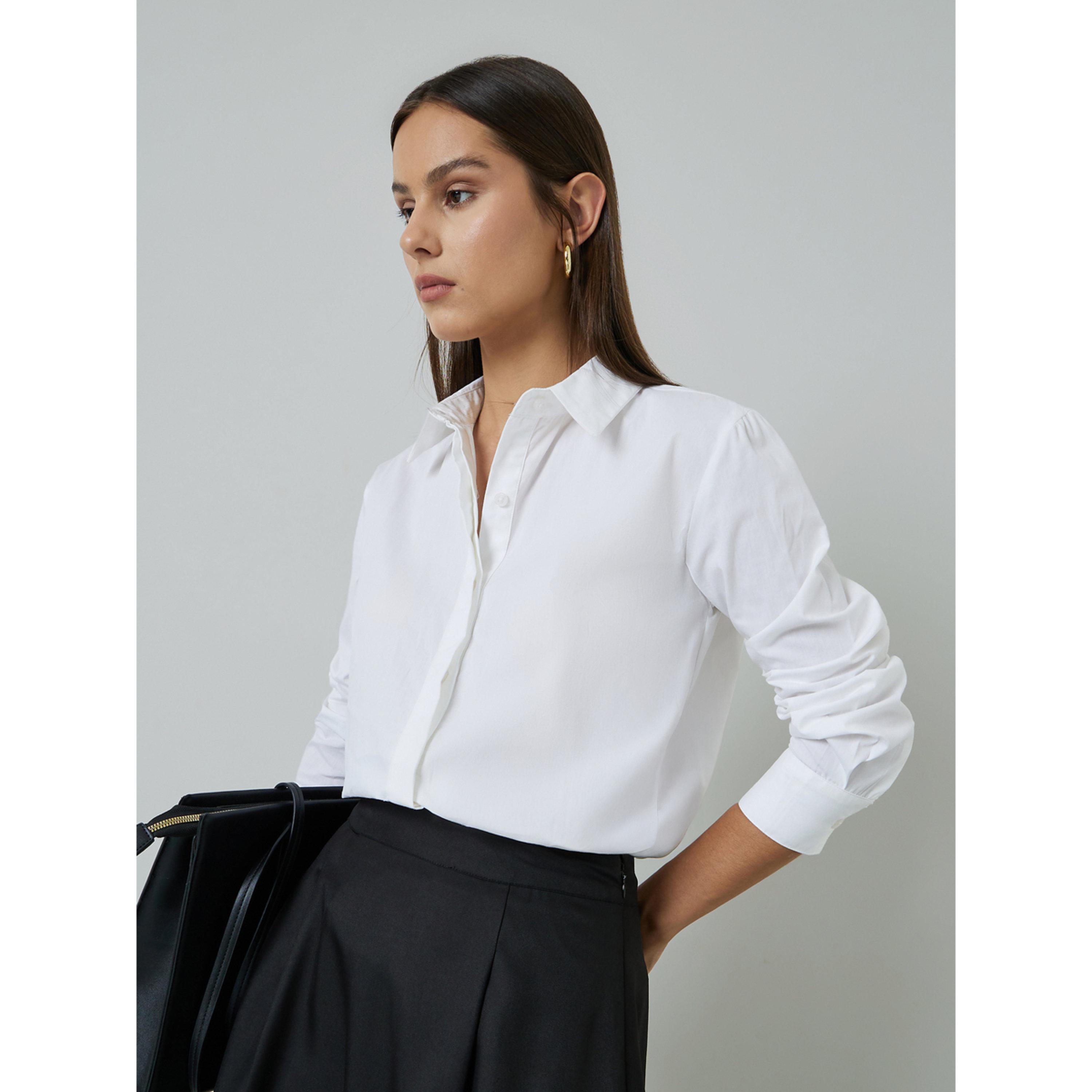 Styli Off White Solid Long Sleeves Regular Fit Shirt-women-clothing-shirtsandblouses-shirts-image-3