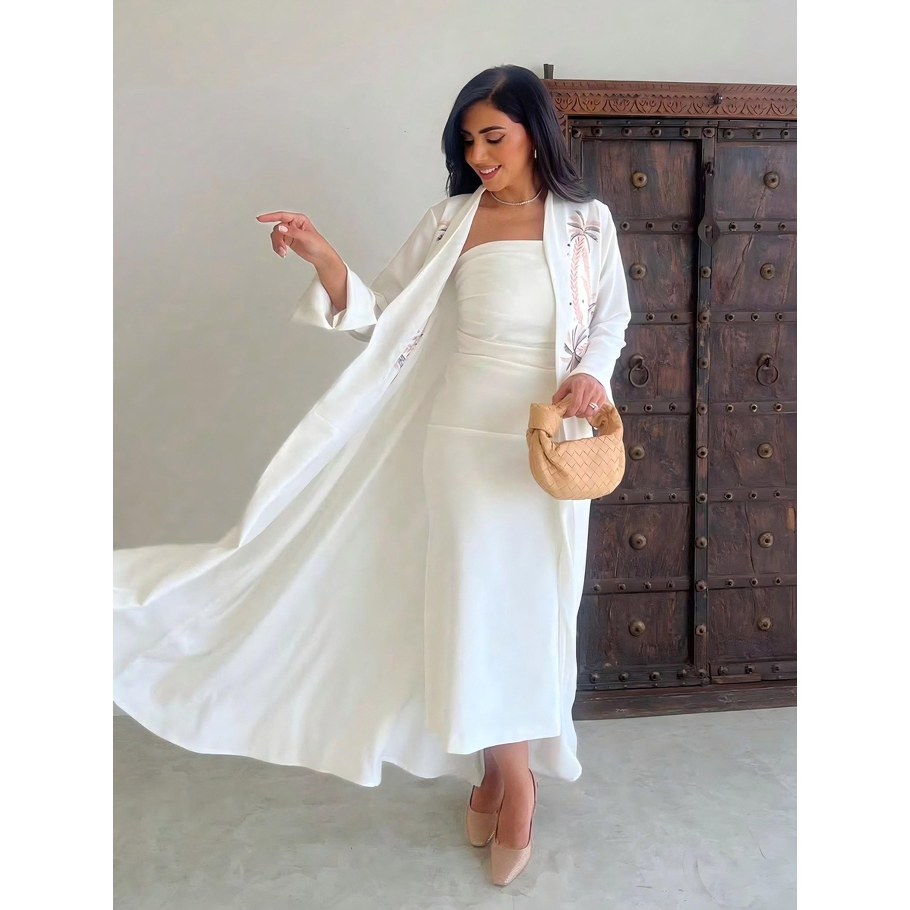 Take Two White Graphic Embroidered Open Abaya-women-arabicclothing-abayas-image-3