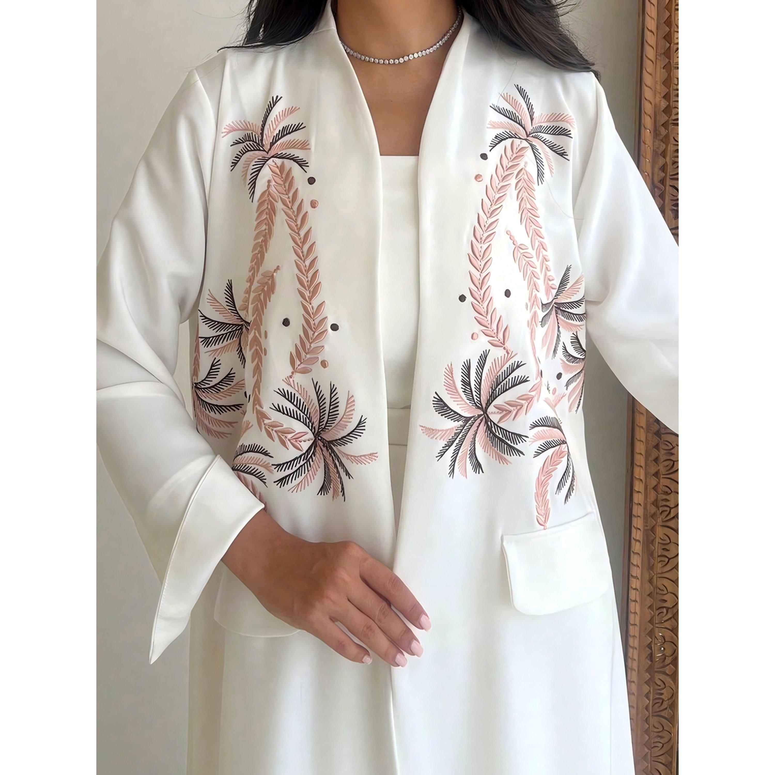 Take Two White Graphic Embroidered Open Abaya-women-arabicclothing-abayas-image-5
