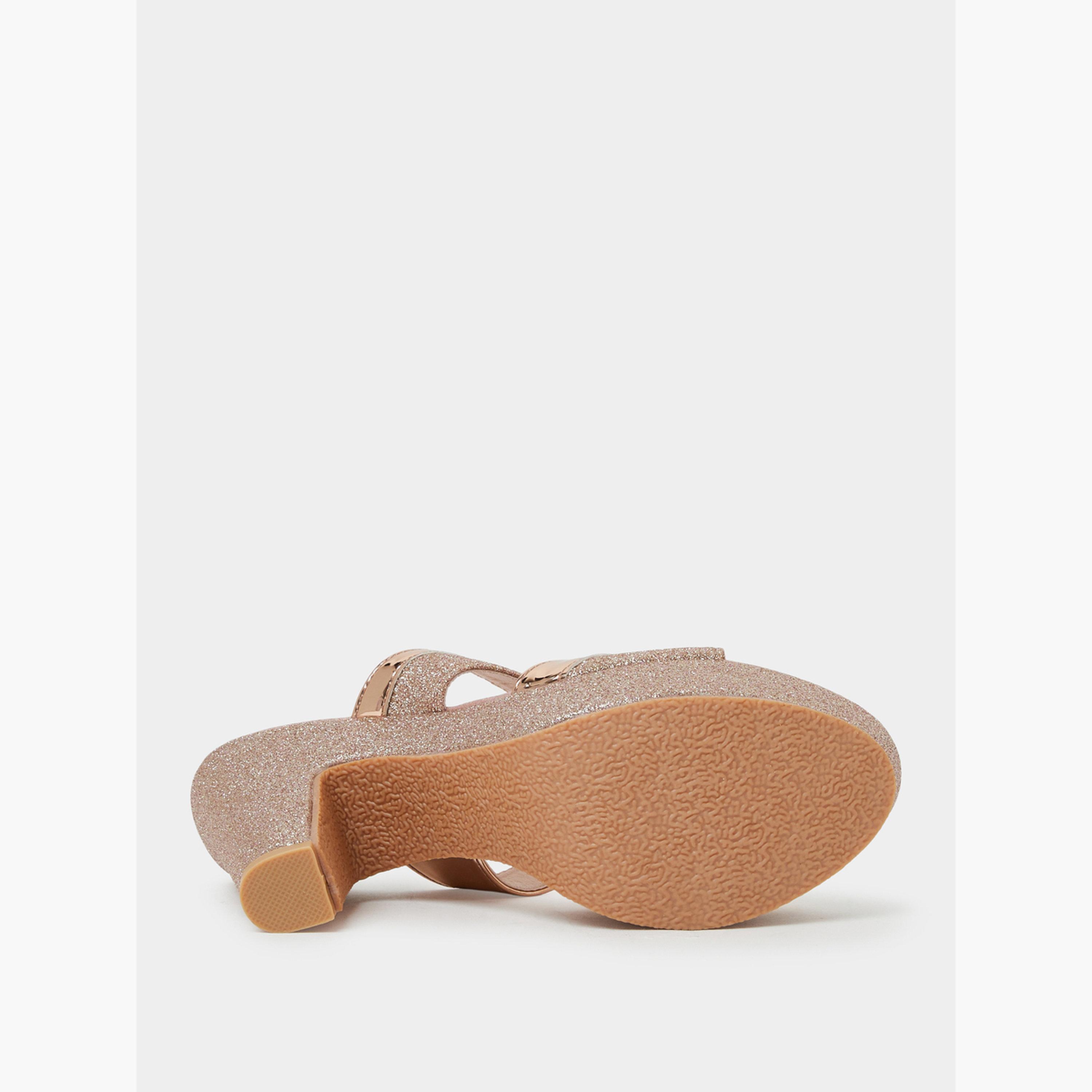 Take Two Gold Glitter Look Block Heel Mules-women-shoes-sandals-heeled-image-6