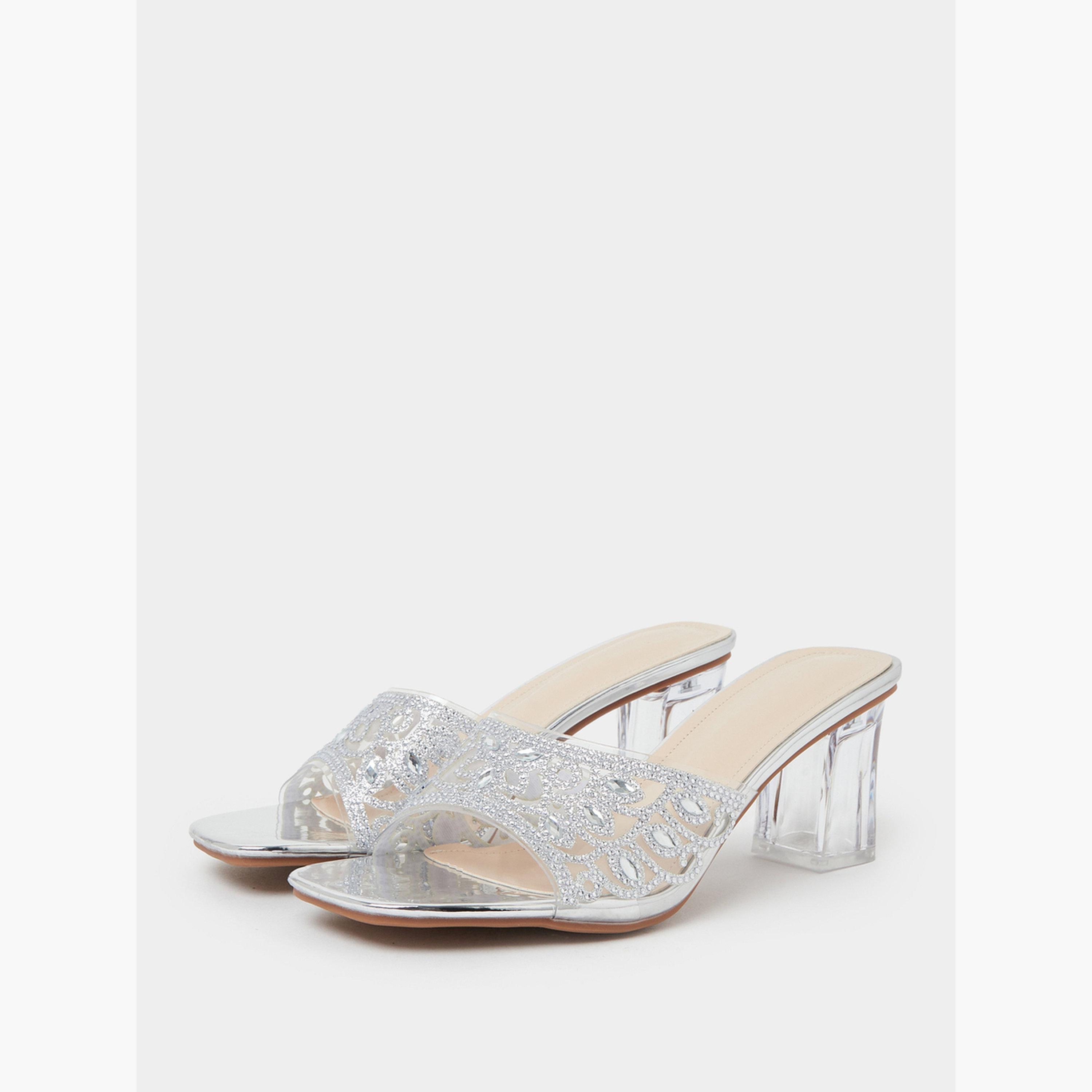 حذاء ميولز بكعب سميك وتفاصيل مفرغة وأحجار الراين-women-shoes-sandals-heeled-image-1