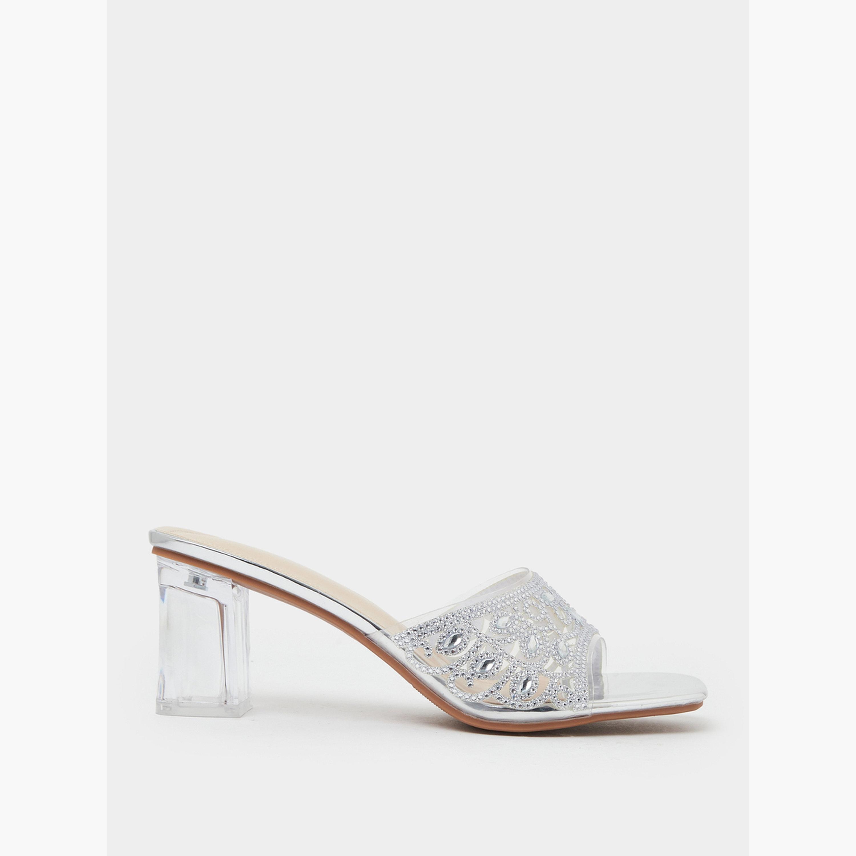 حذاء ميولز بكعب سميك وتفاصيل مفرغة وأحجار الراين-women-shoes-sandals-heeled-image-2