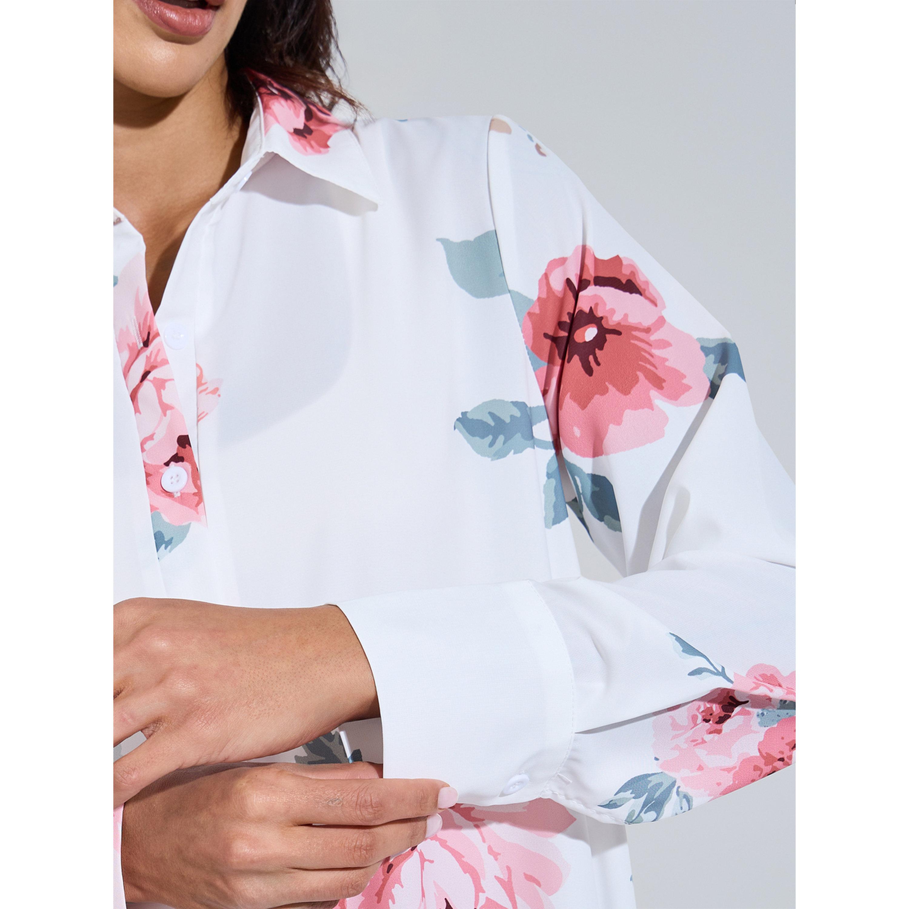 طقم محافظ من قميص طويل بقصة عادية وبنطال بطبعة زهور-women-arabicclothing-sets-image-6
