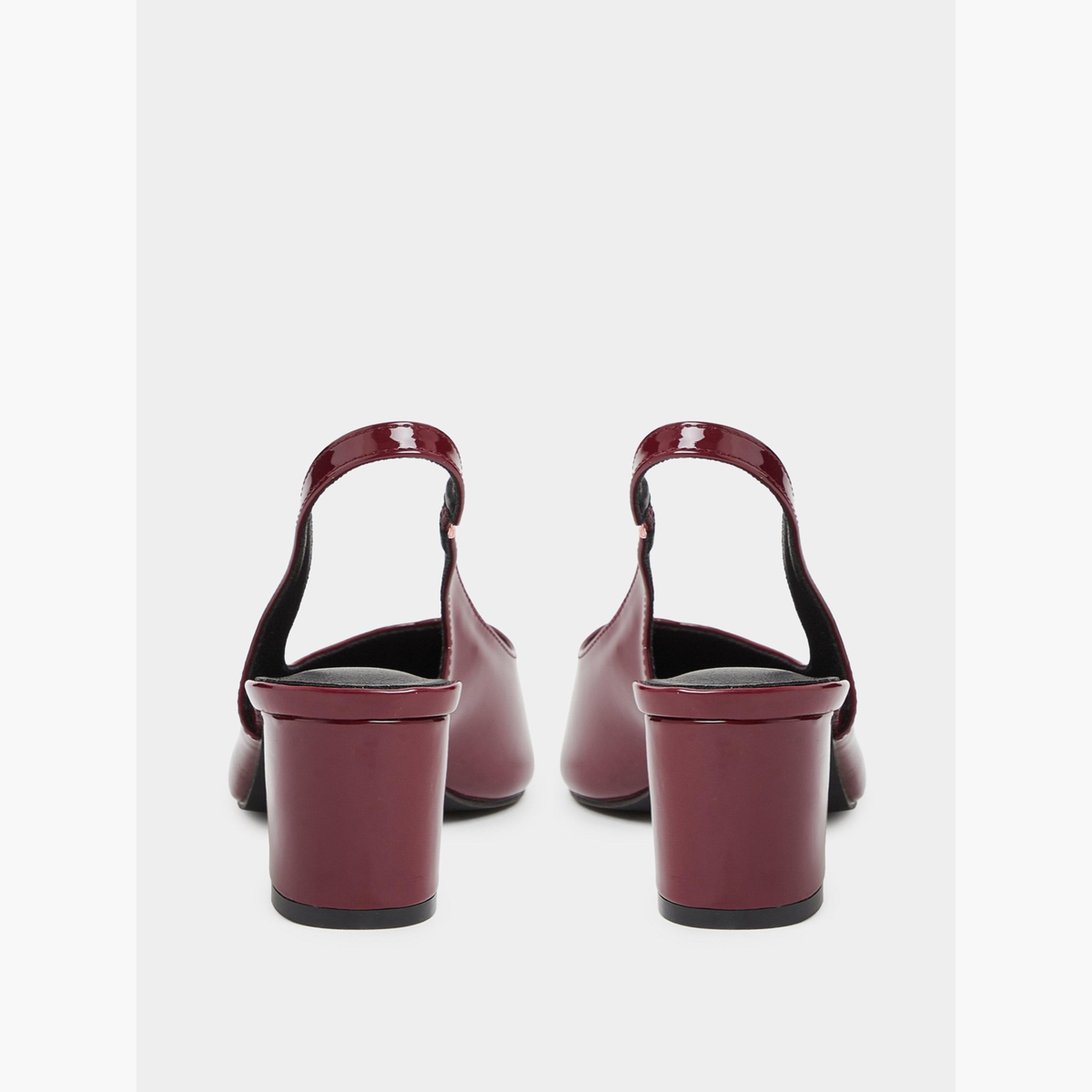 حذاء حريمي عنابي لمني بمقدمة مدببة وحزام خلفي-women-shoes-heels-image-6
