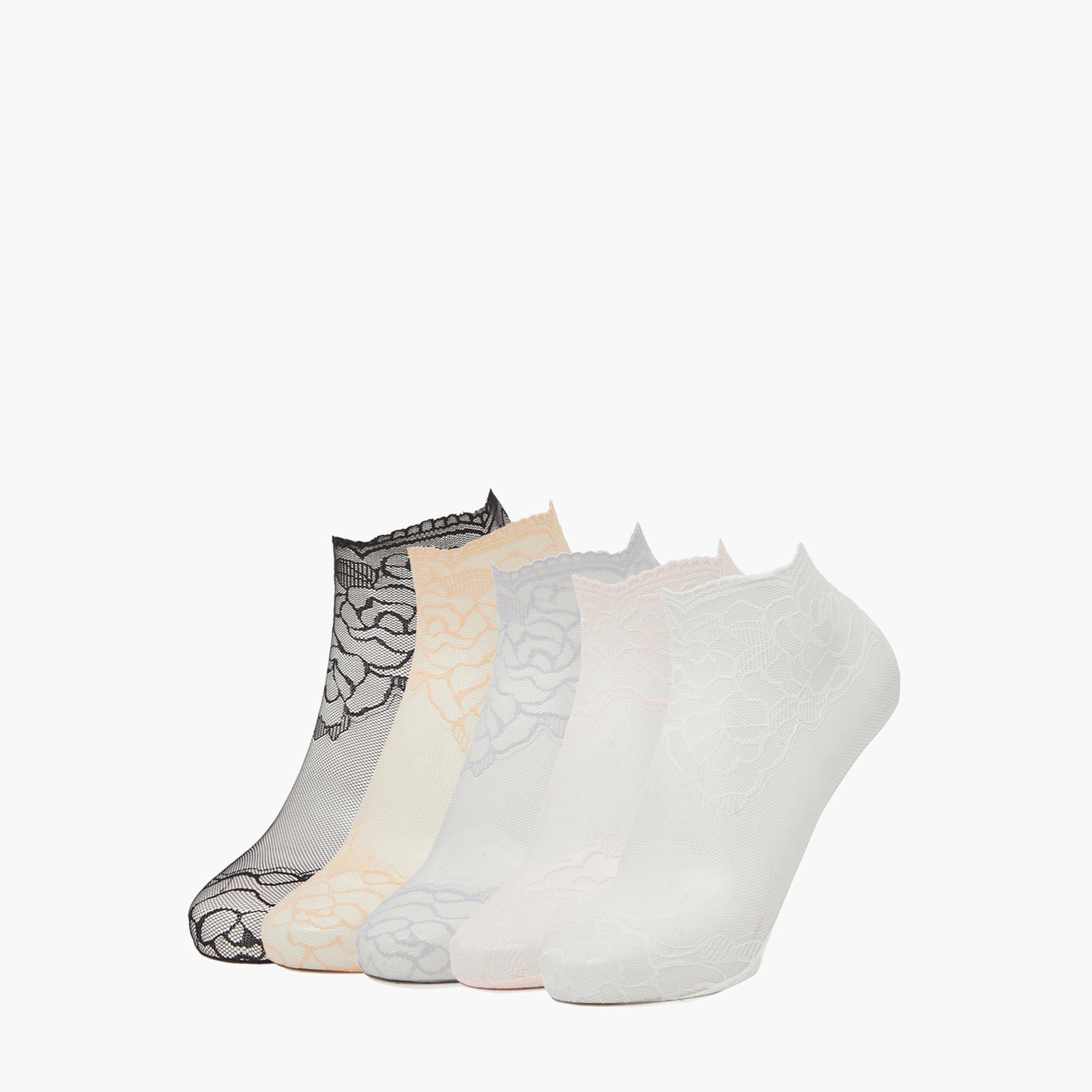 Styli Pack of 5 - Mesh Floral Socks-women-socksandstockings-image-1