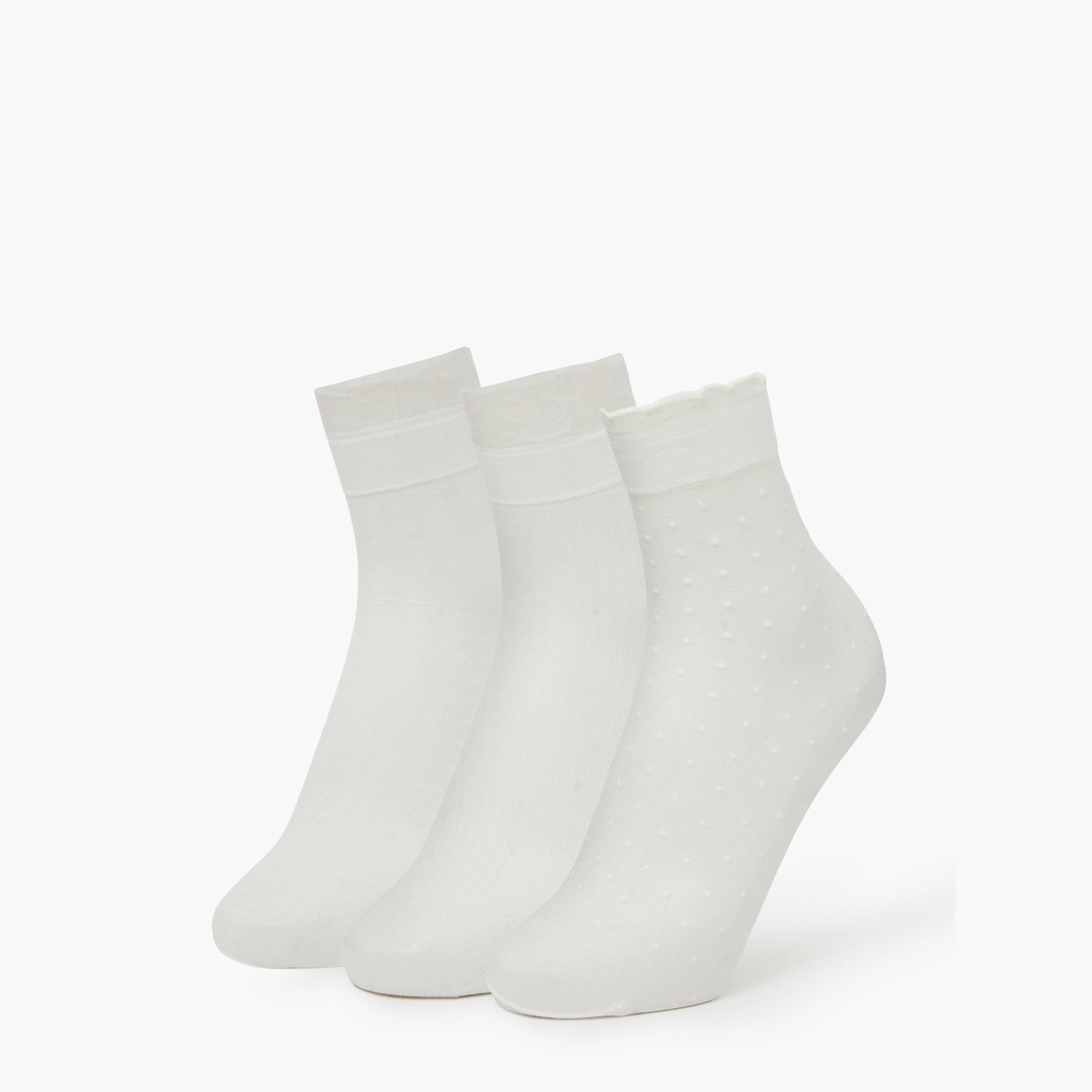 ستايلي - عبوة من 3 جوارب بيضاء منقطة-women-socksandstockings-image-1