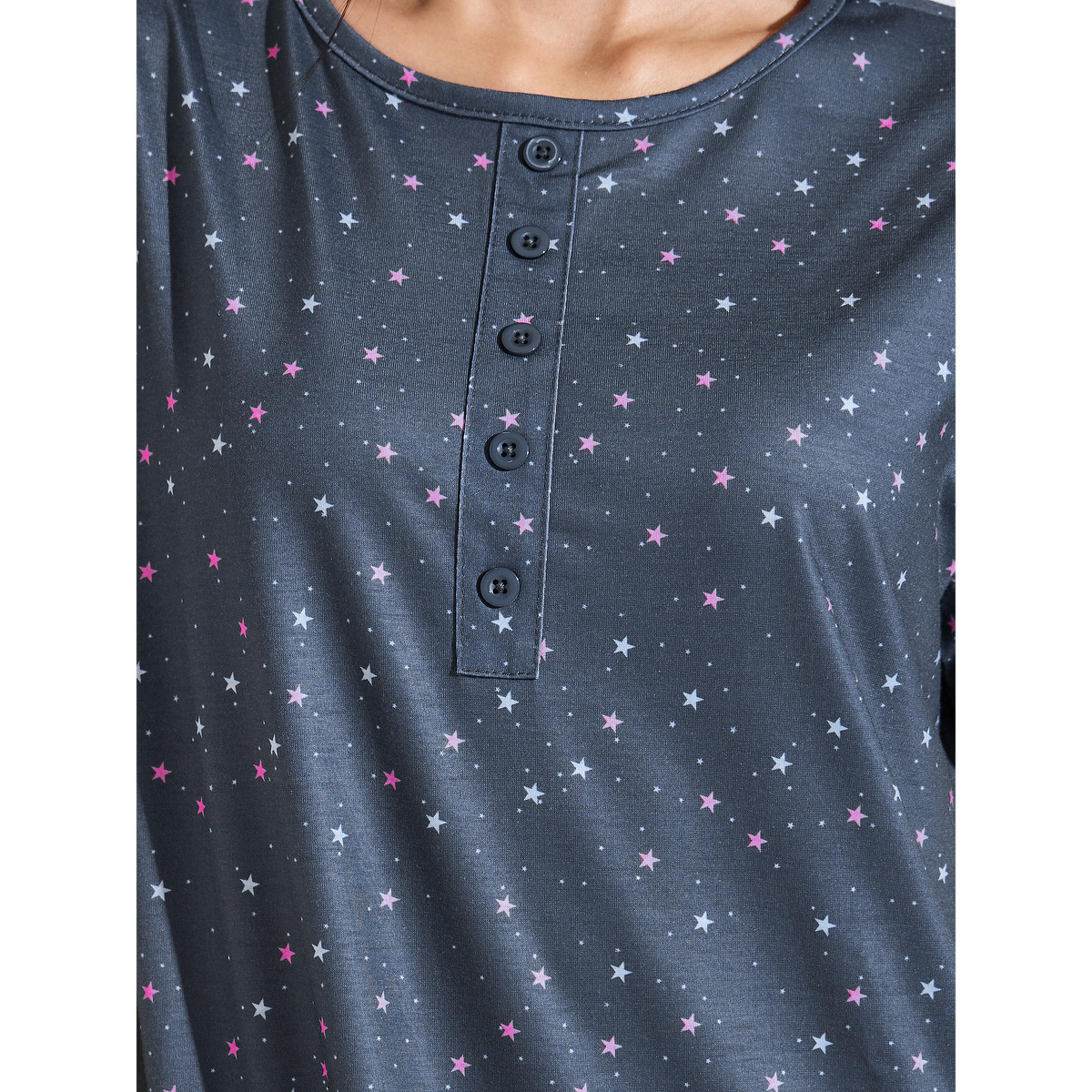 قميص نوم تيشيرت بأكمام قصيرة وطبعة نجوم بالكامل باللون الفحمي-women-clothing-nightwear-nighties-image-5