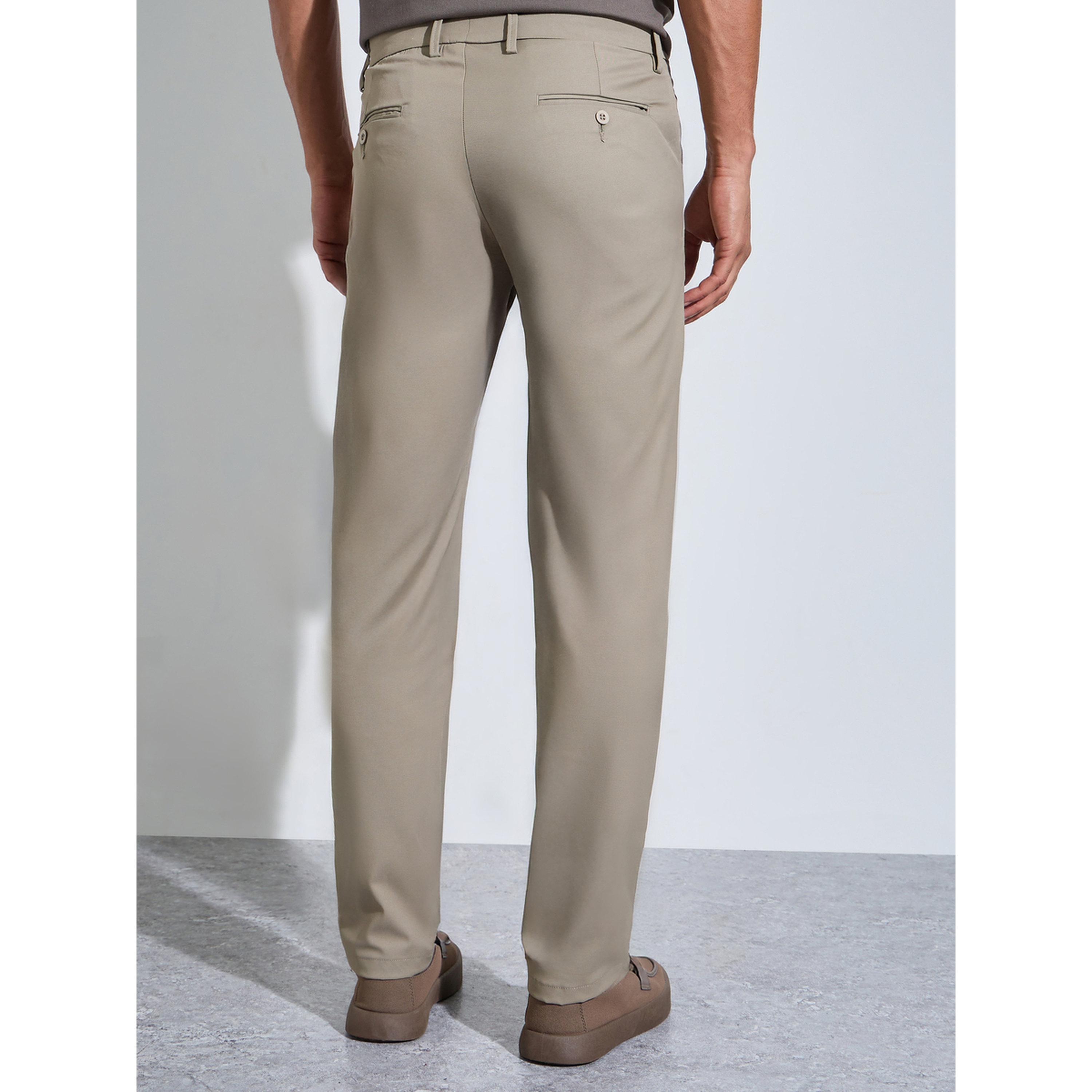 ستيلي بنطلون رسمي كاكي سادة مطاطي بقصة ضيقة-men-clothing-trousersandchinos-trousers-image-3