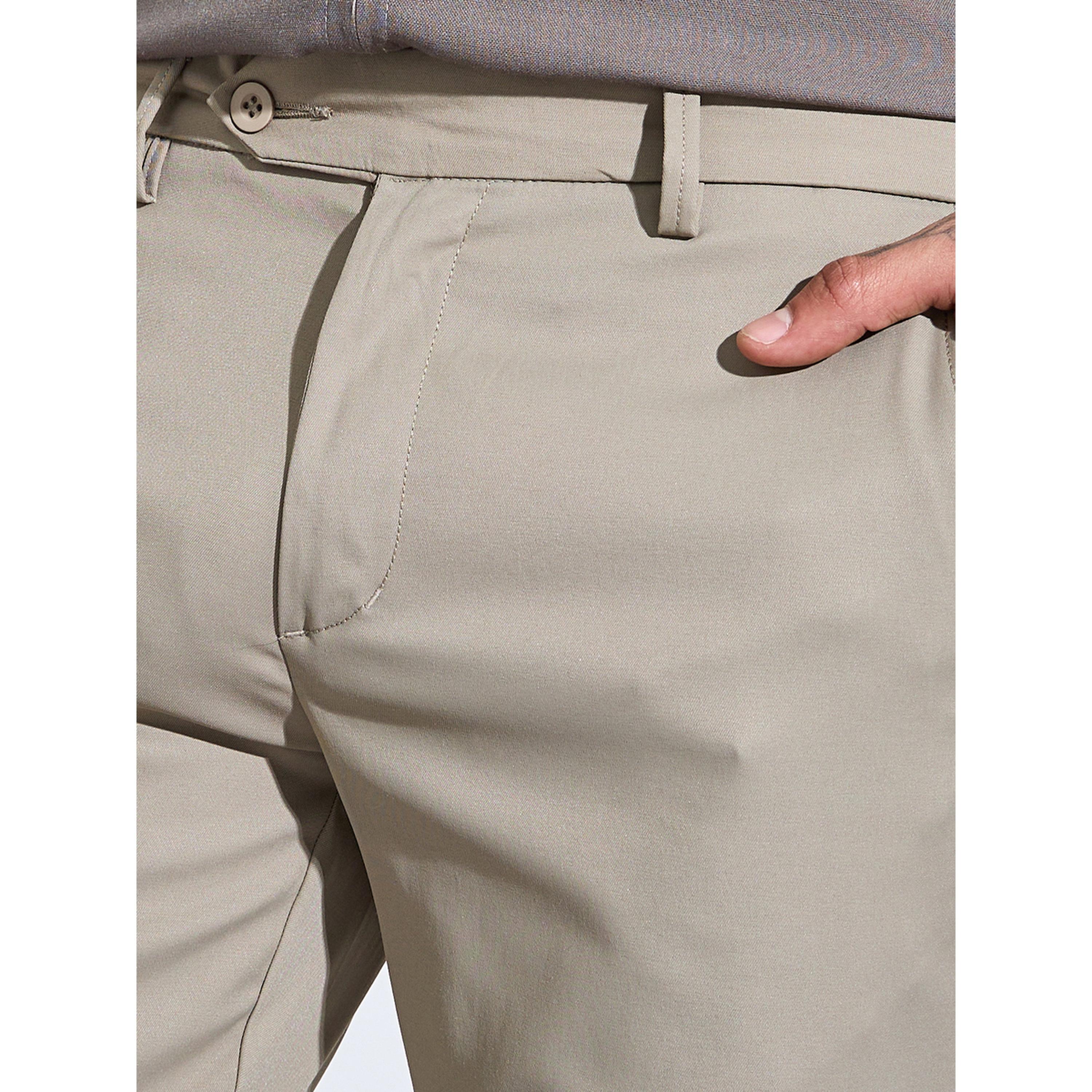 ستيلي بنطلون رسمي كاكي سادة مطاطي بقصة ضيقة-men-clothing-trousersandchinos-trousers-image-4