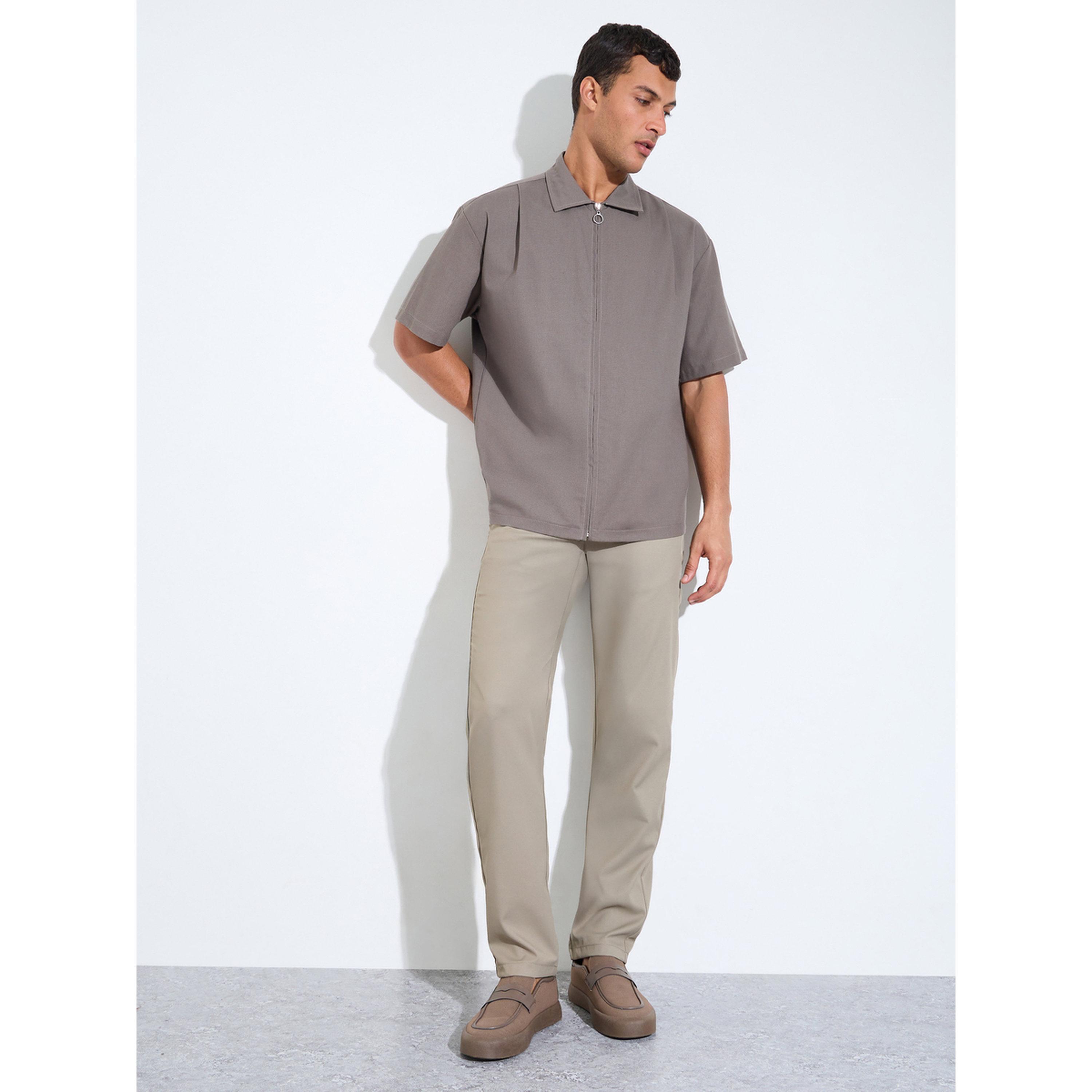 ستيلي بنطلون رسمي كاكي سادة مطاطي بقصة ضيقة-men-clothing-trousersandchinos-trousers-image-5