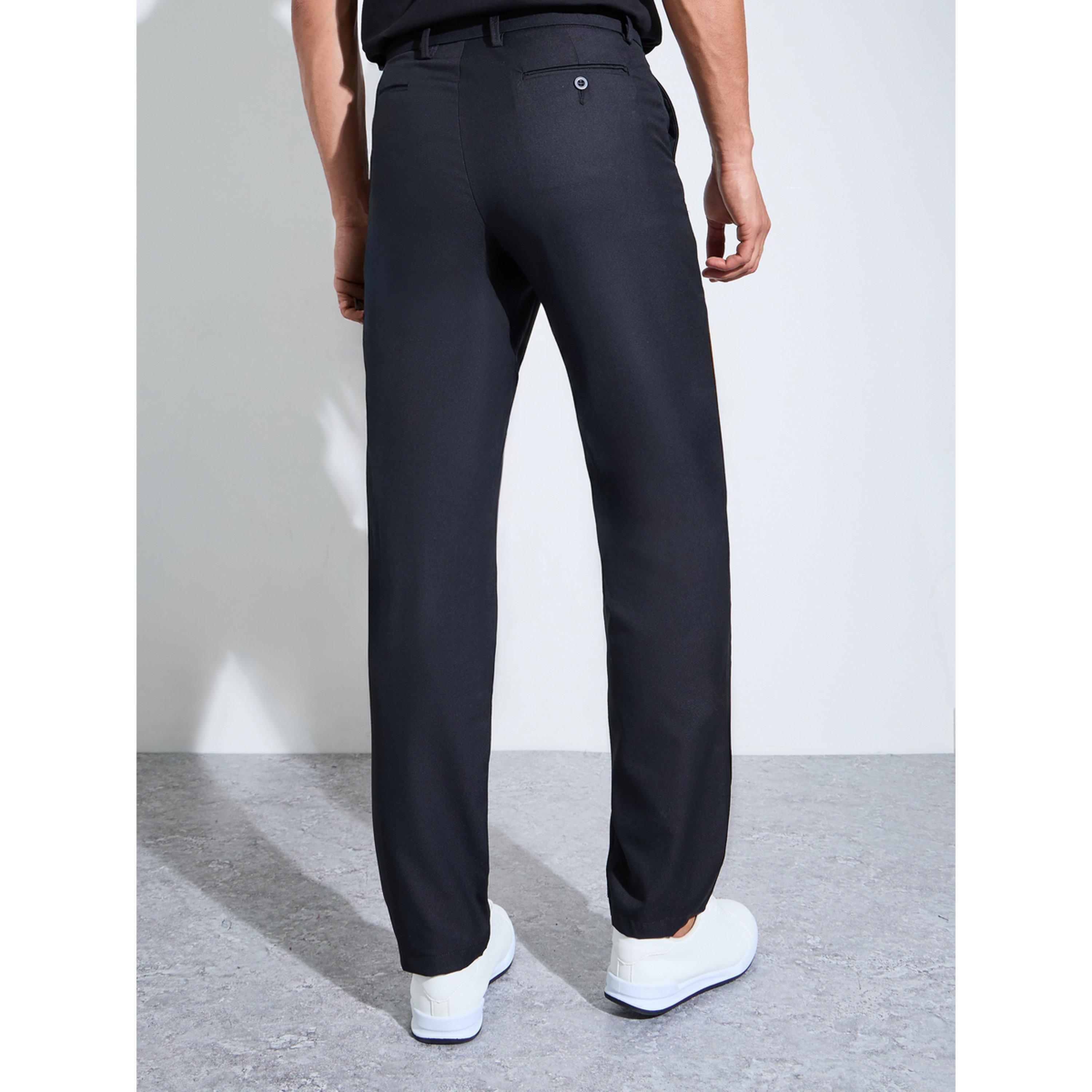 بنطال بقصة عادية سادة باللون الأسود-men-clothing-trousersandchinos-trousers-image-3