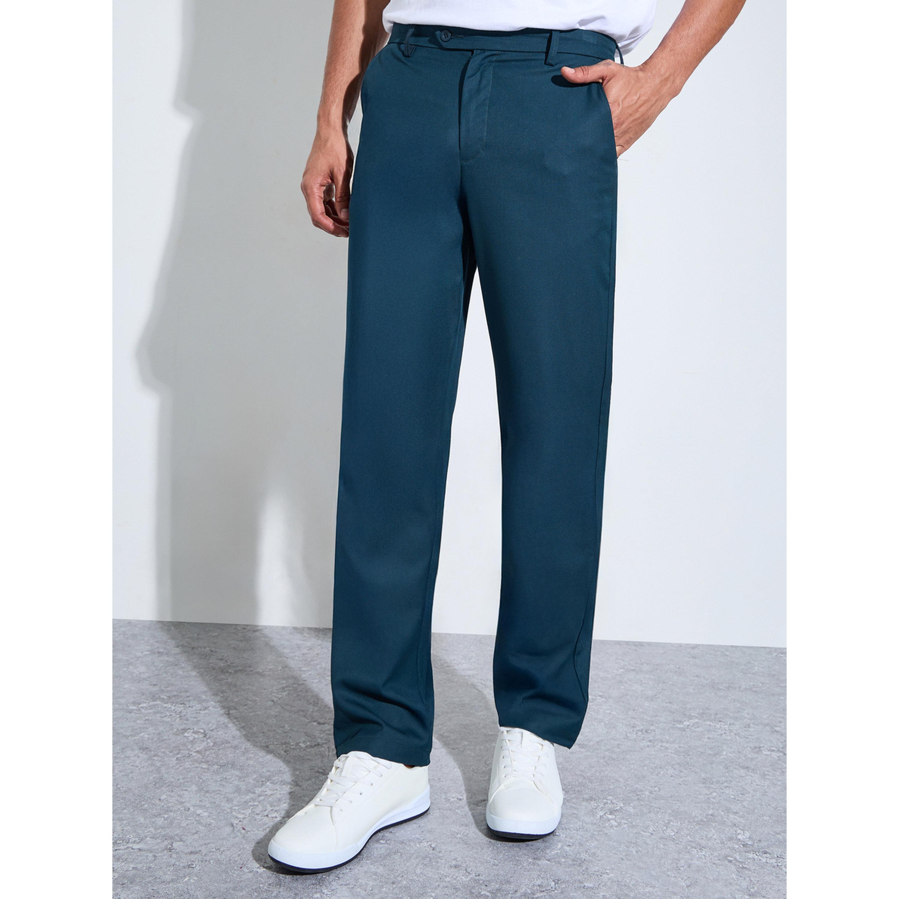 ستيلي بنطلون تيل سادة بقصة عادية-men-clothing-trousersandchinos-trousers-image-1