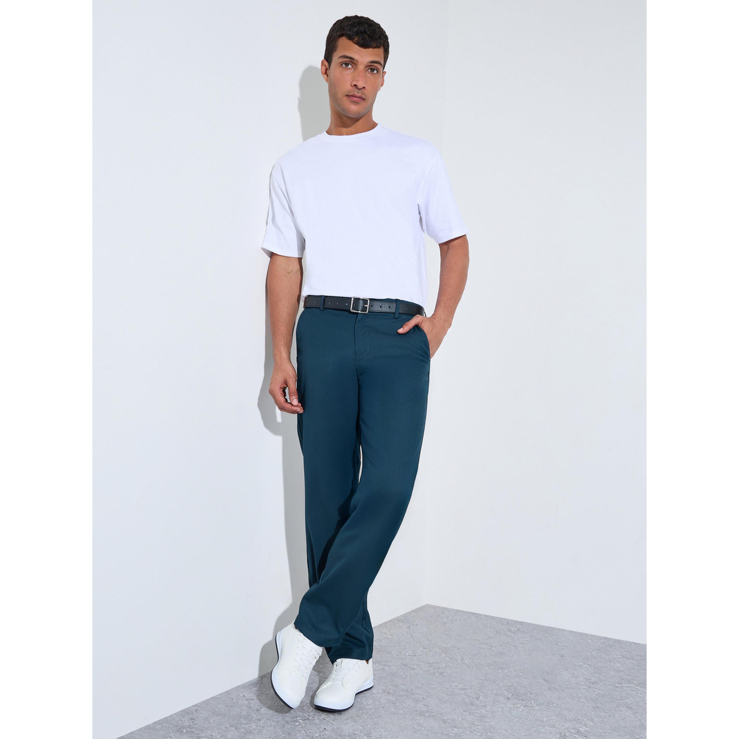 ستيلي بنطلون تيل سادة بقصة عادية-men-clothing-trousersandchinos-trousers-image-2