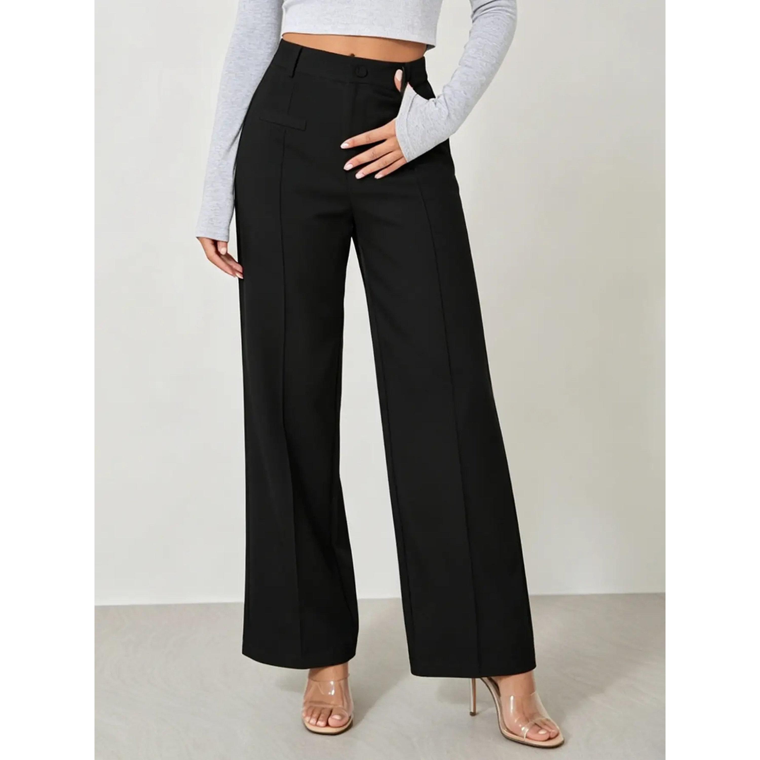 بنطال عمل بأرجل واسعة وخصر عالي-women-clothing-trousers-image-1