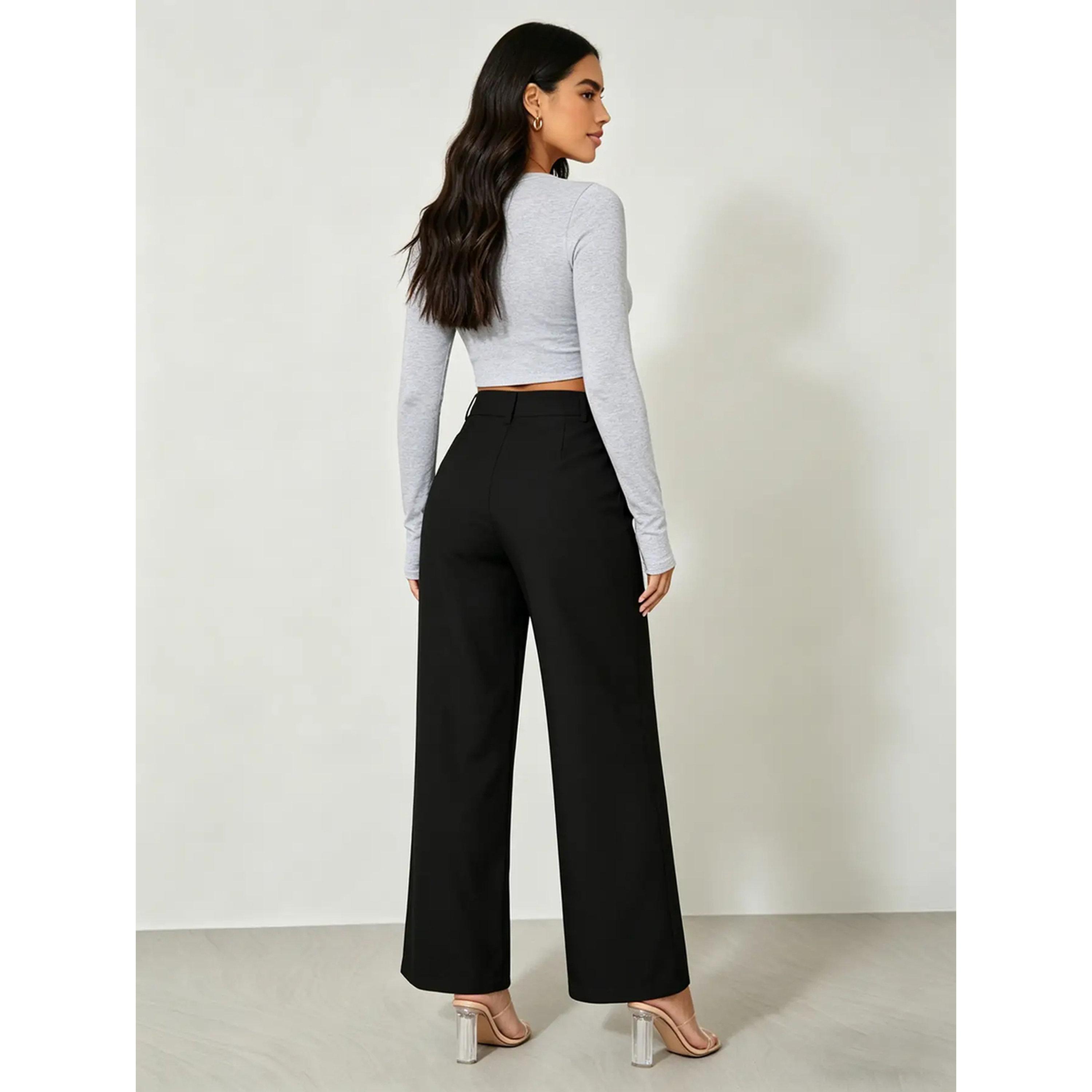 بنطال عمل بأرجل واسعة وخصر عالي-women-clothing-trousers-image-3