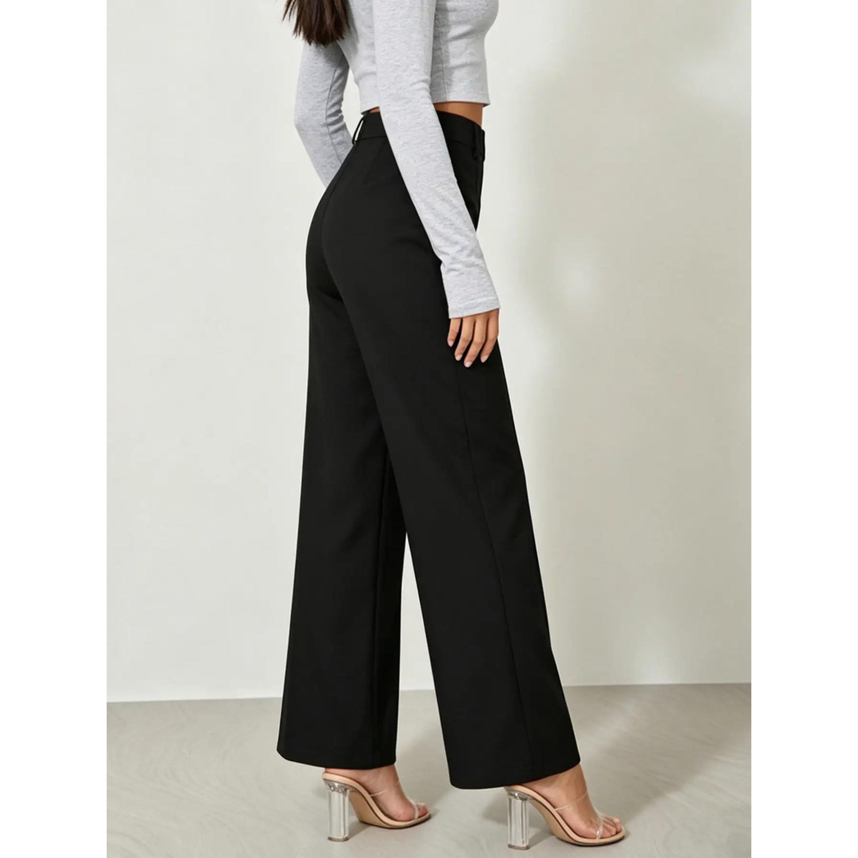 بنطال عمل بأرجل واسعة وخصر عالي-women-clothing-trousers-image-4