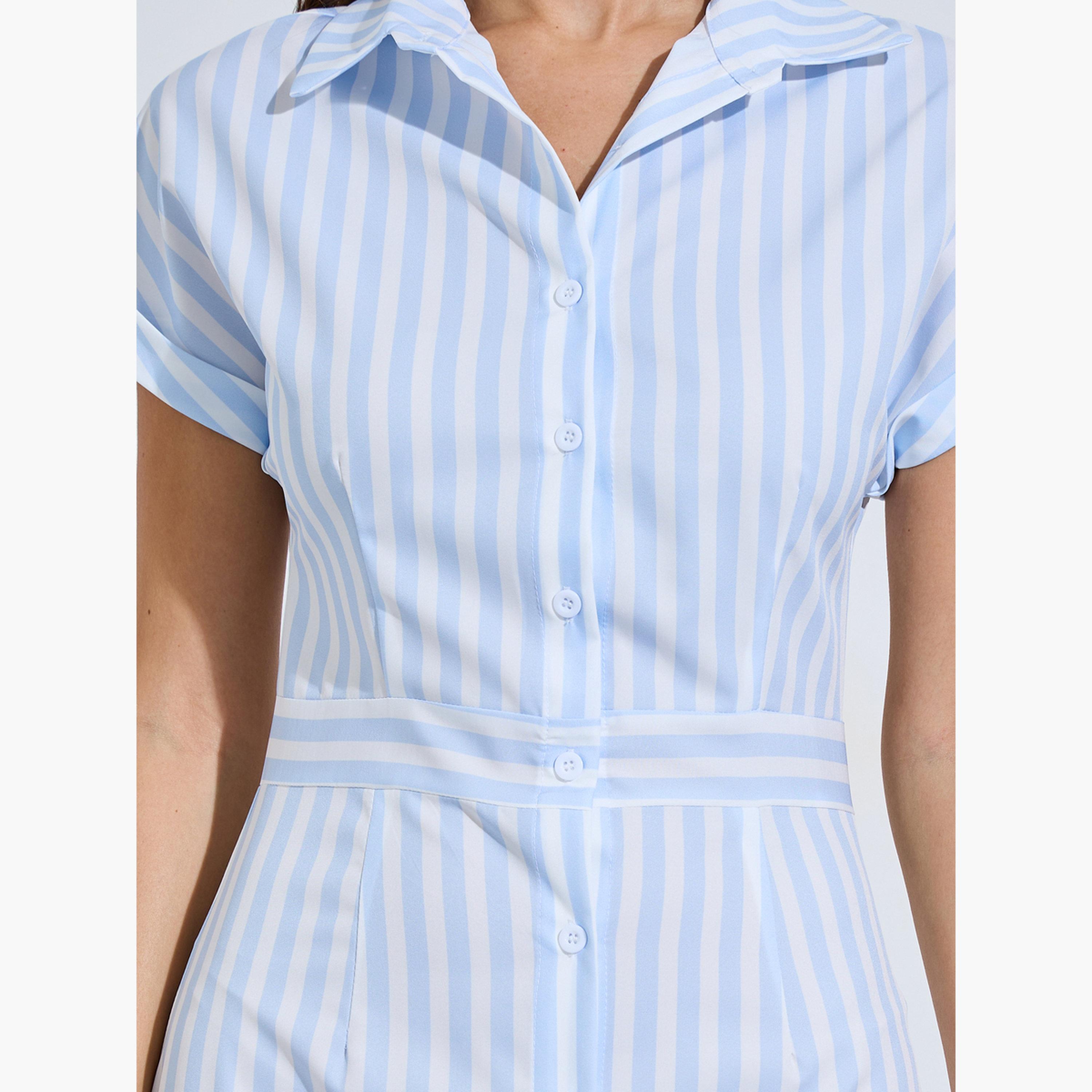 فستان قميص ميدي مخطط أزرق-women-clothing-dresses-image-5