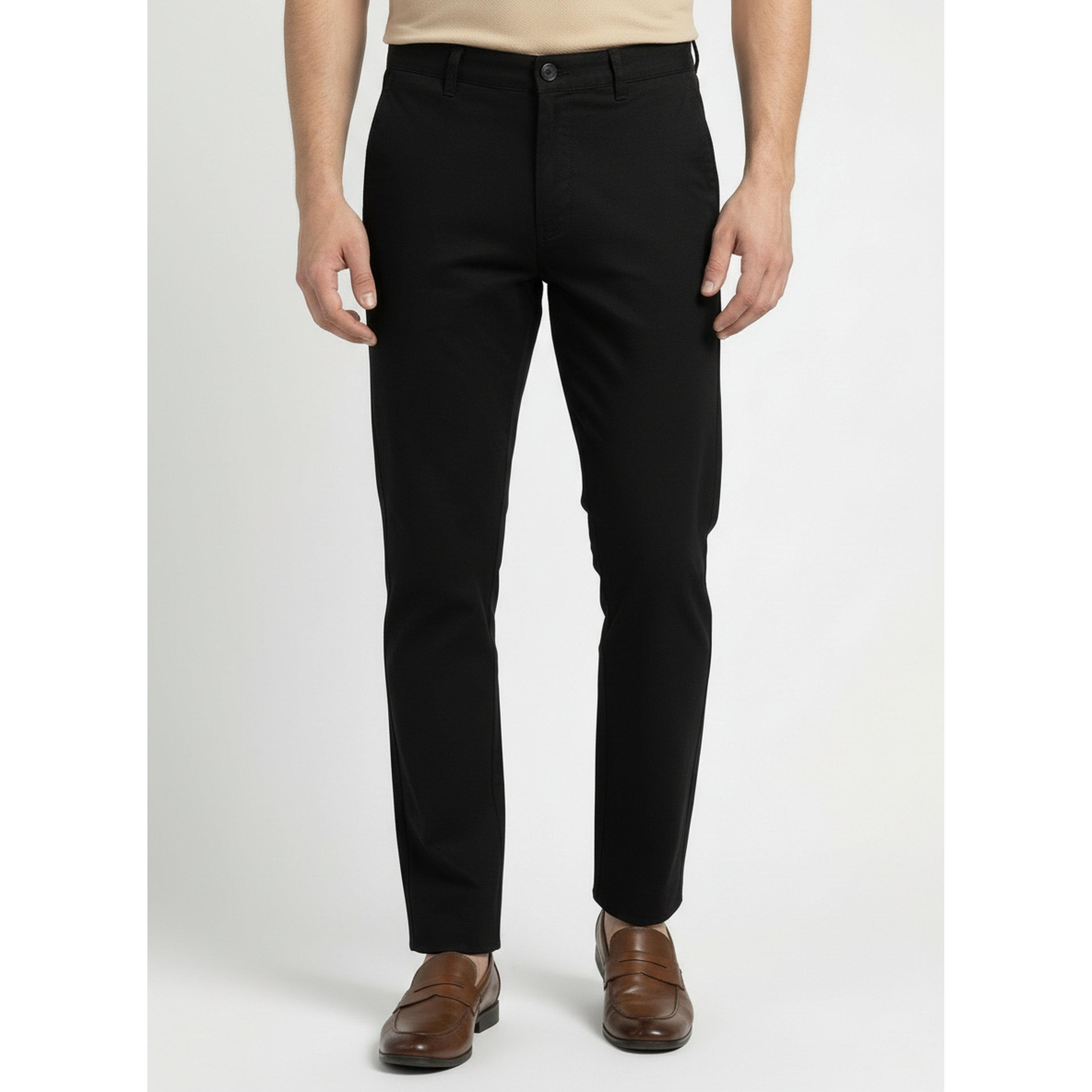 TURTLE X Styli Black Solid Structured Trousers-men-clothing-trousersandchinos-trousers-image-1