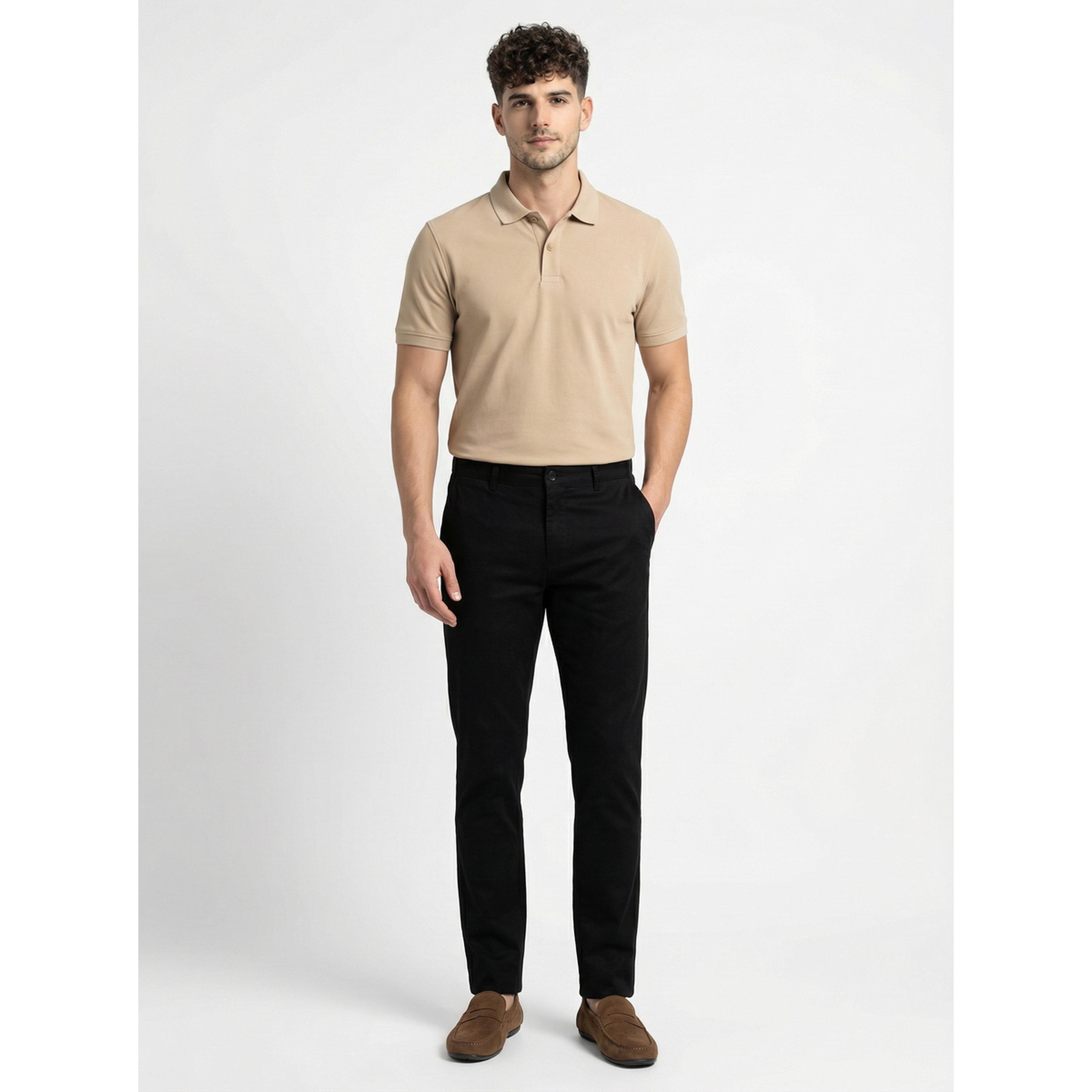 TURTLE X Styli Black Solid Structured Trousers-men-clothing-trousersandchinos-trousers-image-2