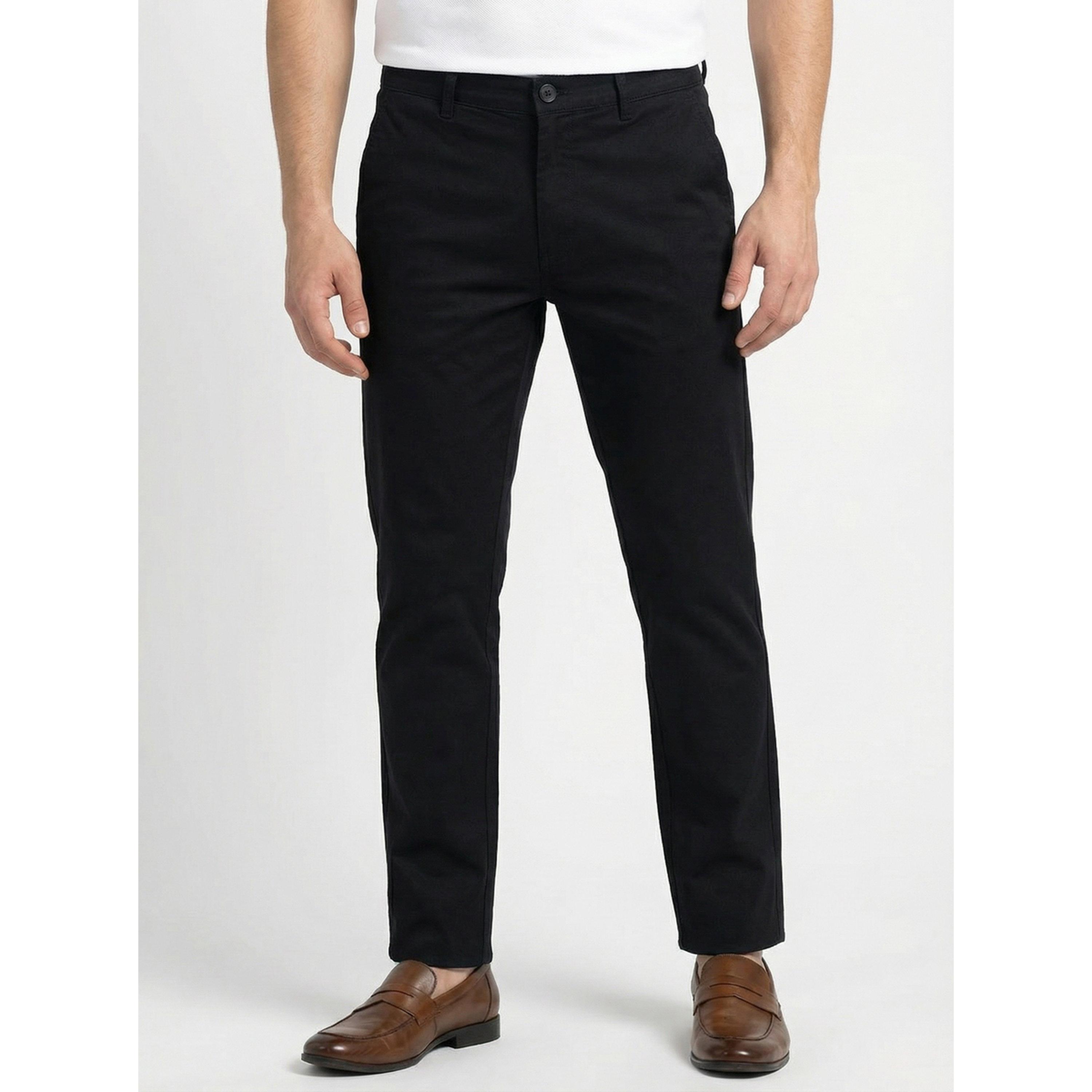 TURTLE X Styli Black Solid Structured Trousers-men-clothing-trousersandchinos-trousers-image-1