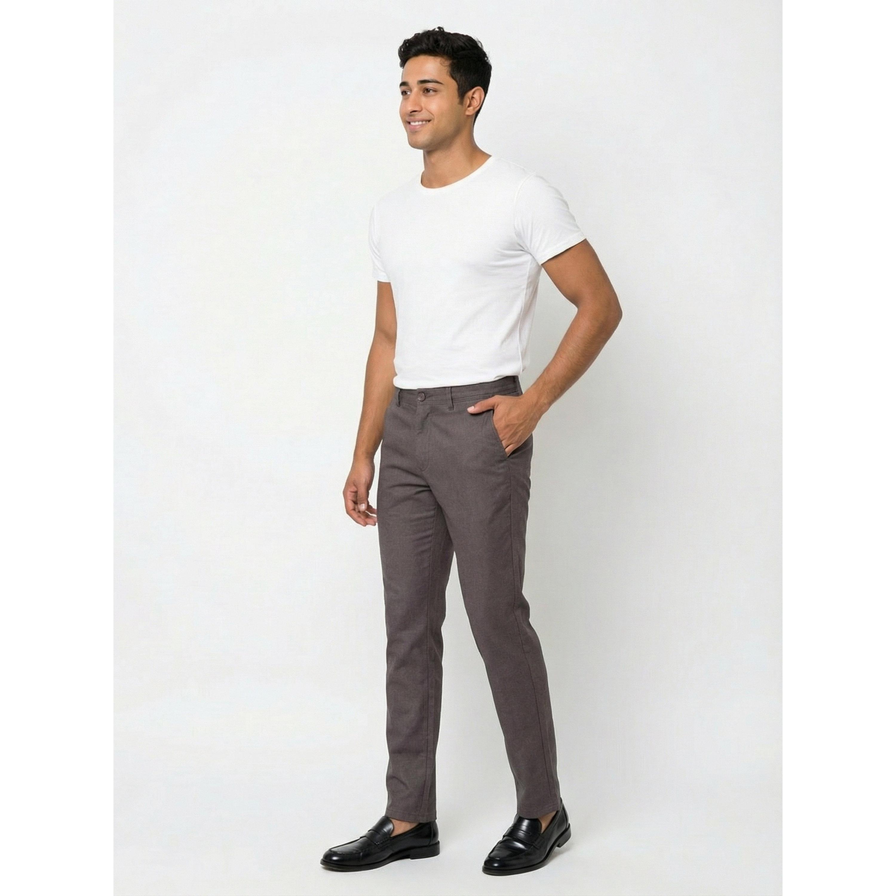TURTLE X Styli Chocolate Solid Structured Trousers-men-clothing-trousersandchinos-trousers-image-3