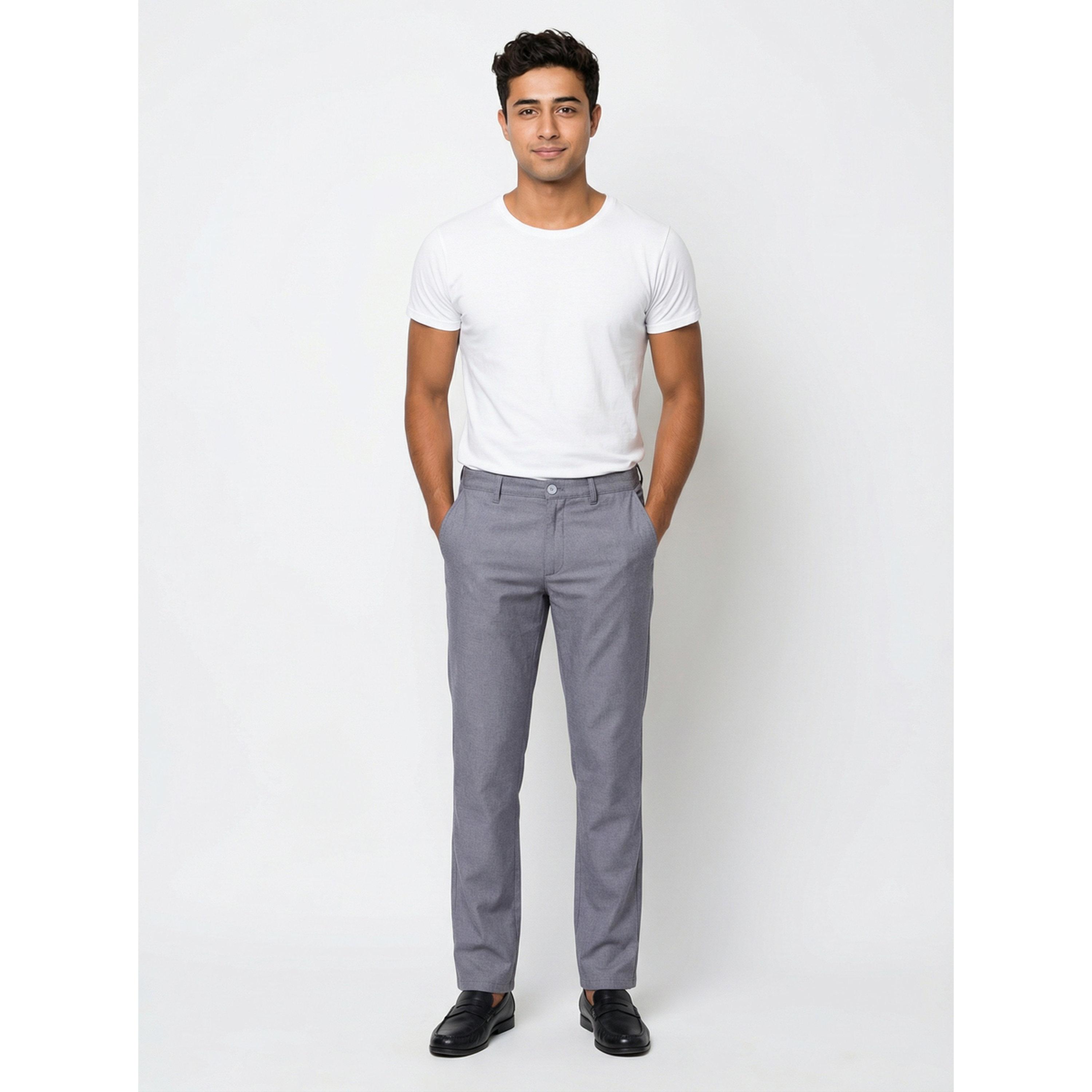 TURTLE X Styli Grey Solid Structured Trousers-men-clothing-trousersandchinos-trousers-image-4