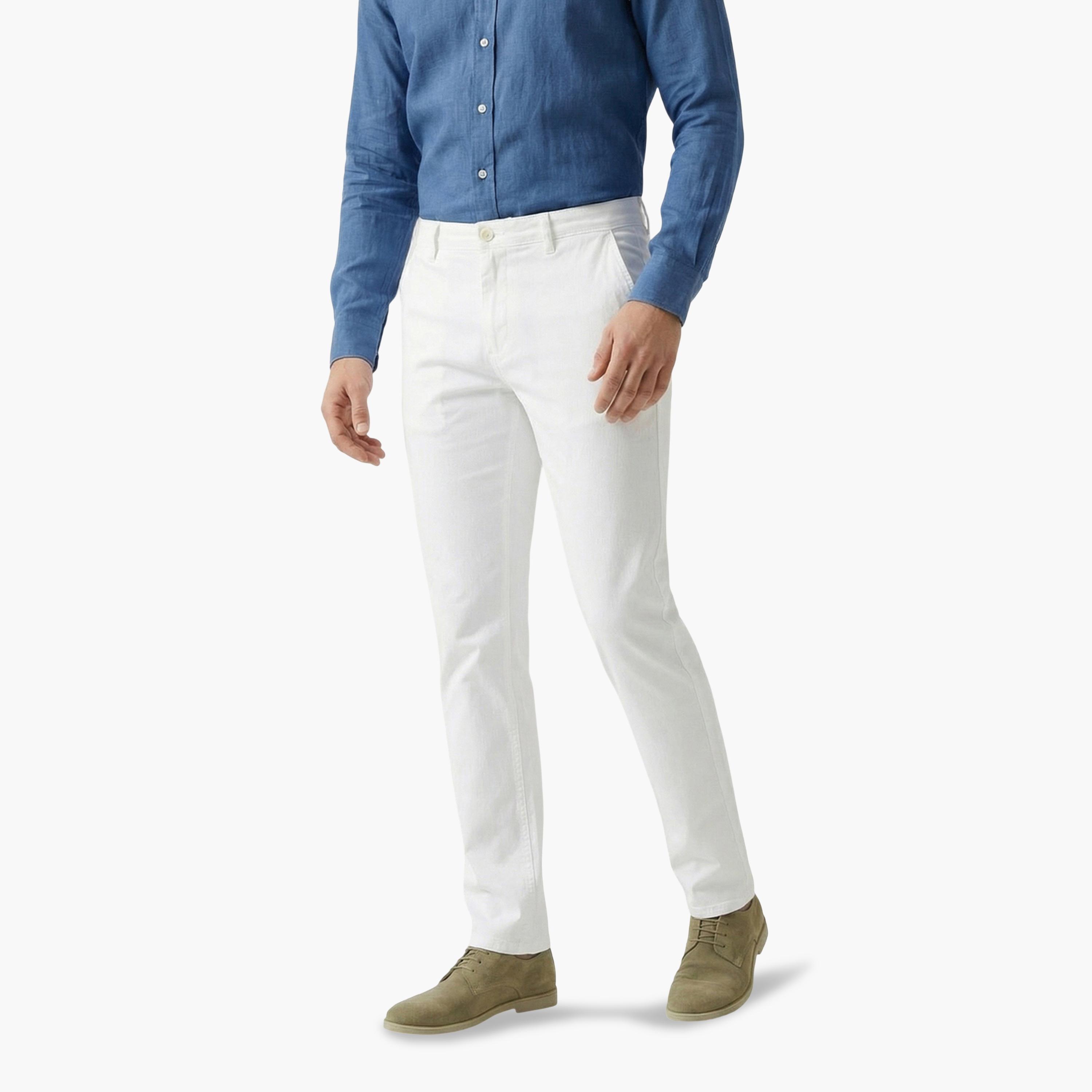 TURTLE X Styli White Solid Structured Trousers-men-clothing-trousersandchinos-trousers-image-1